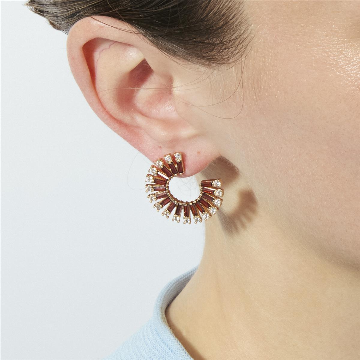 18k Rose Gold Finished Fire Opal Zircon Earrings - Umres