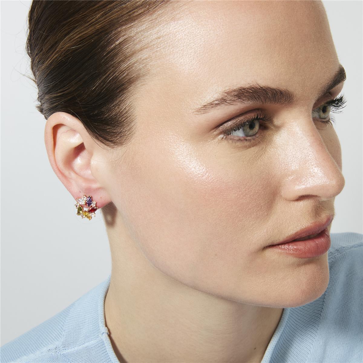 Orecchini con zirconi multicolori finitura in oro rosa 18k - Reyath
