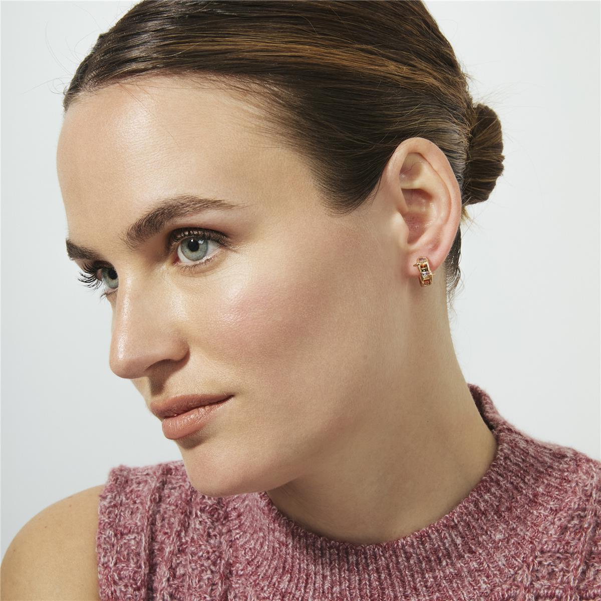 Boucles d'oreilles en zircone multicolore finition or rose 18 carats - Suclai