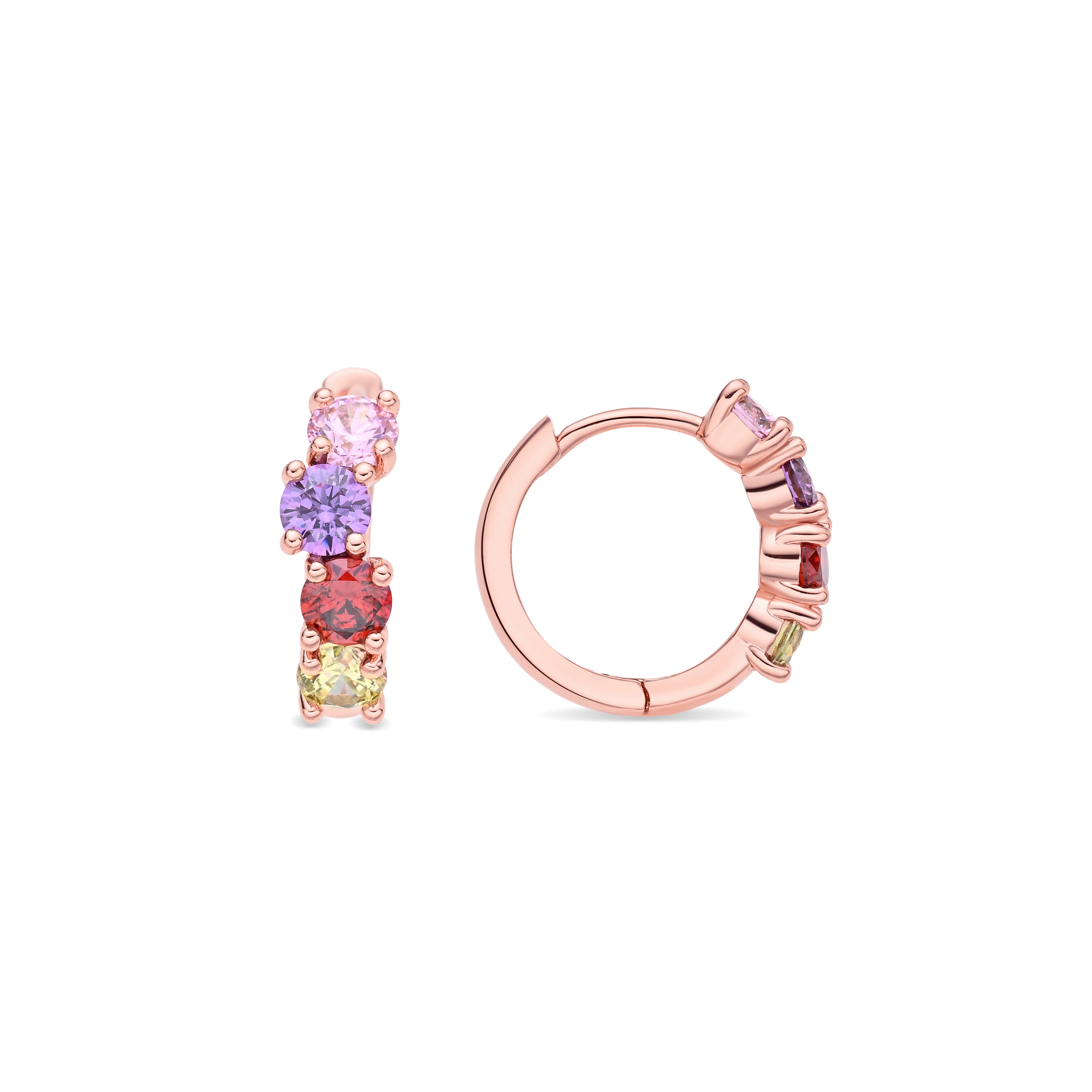 Multicolored Zircon Earrings with 18k Rose Gold Finish - Zamza