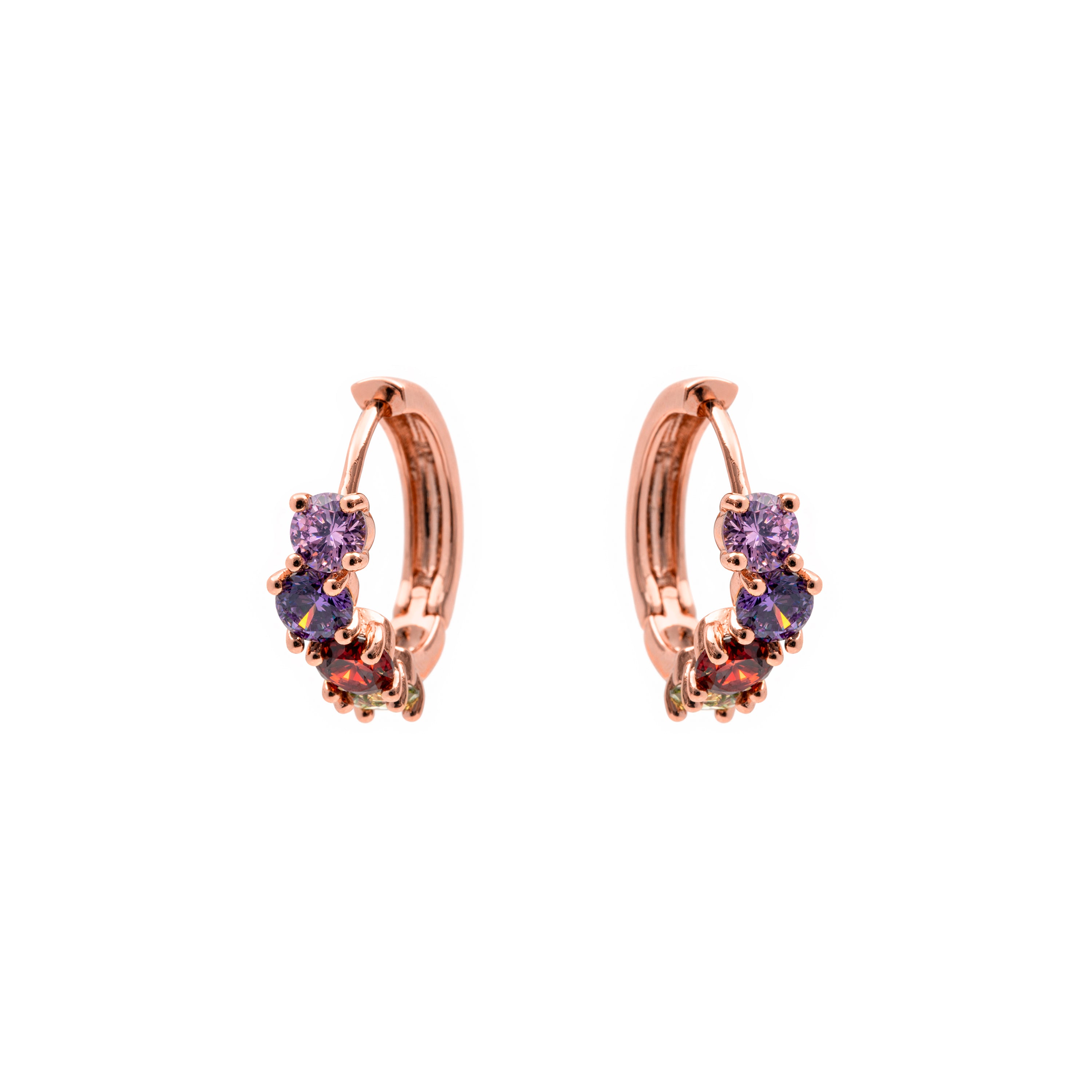 Multicolored Zircon Earrings with 18k Rose Gold Finish - Zamza