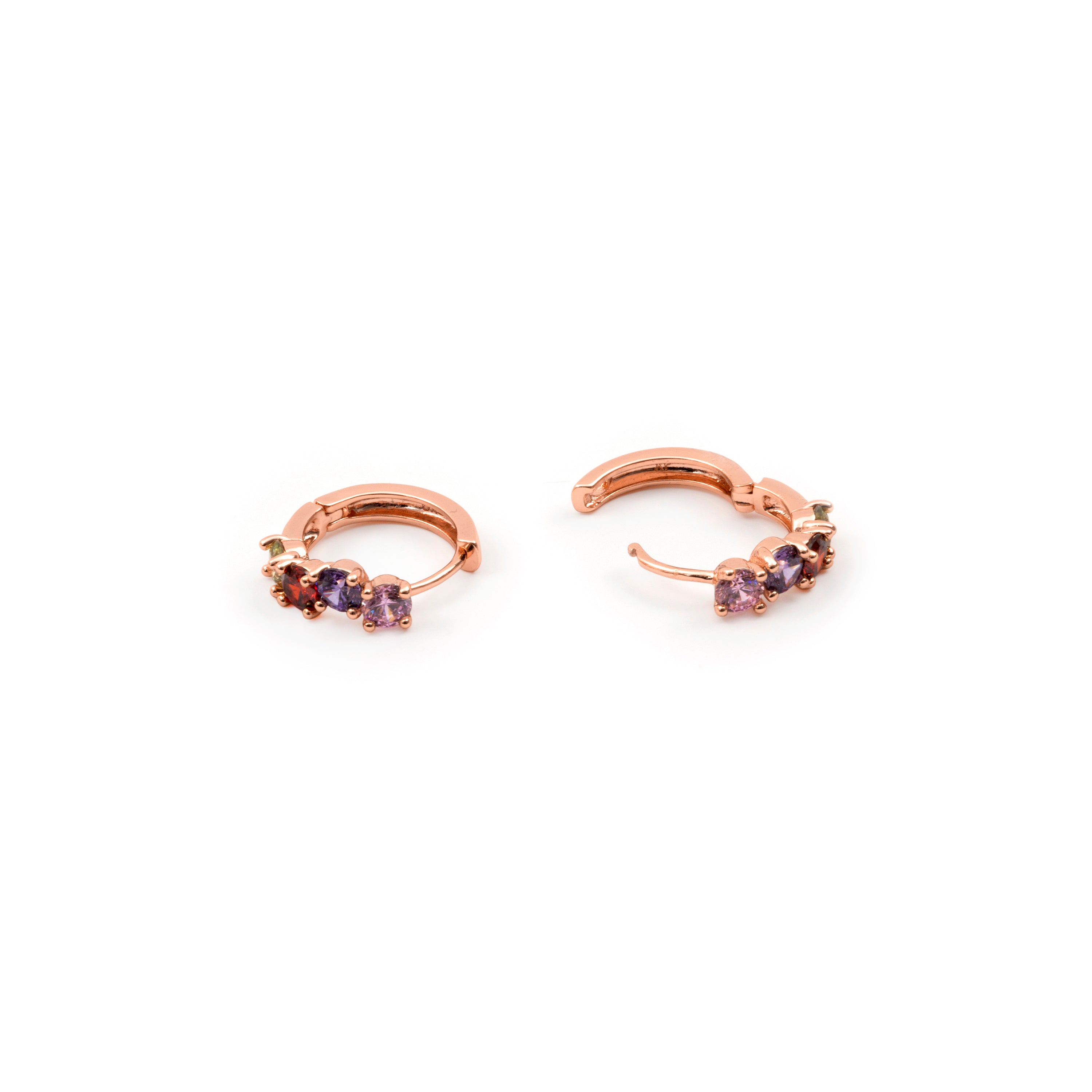 Multicolored Zircon Earrings with 18k Rose Gold Finish - Zamza