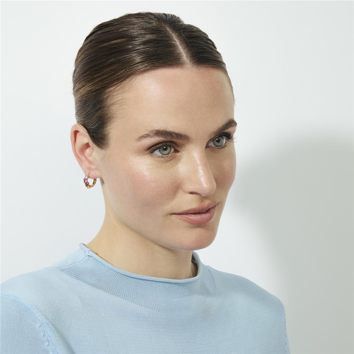 Multicolored Zircon Earrings with 18k Rose Gold Finish - Zamza