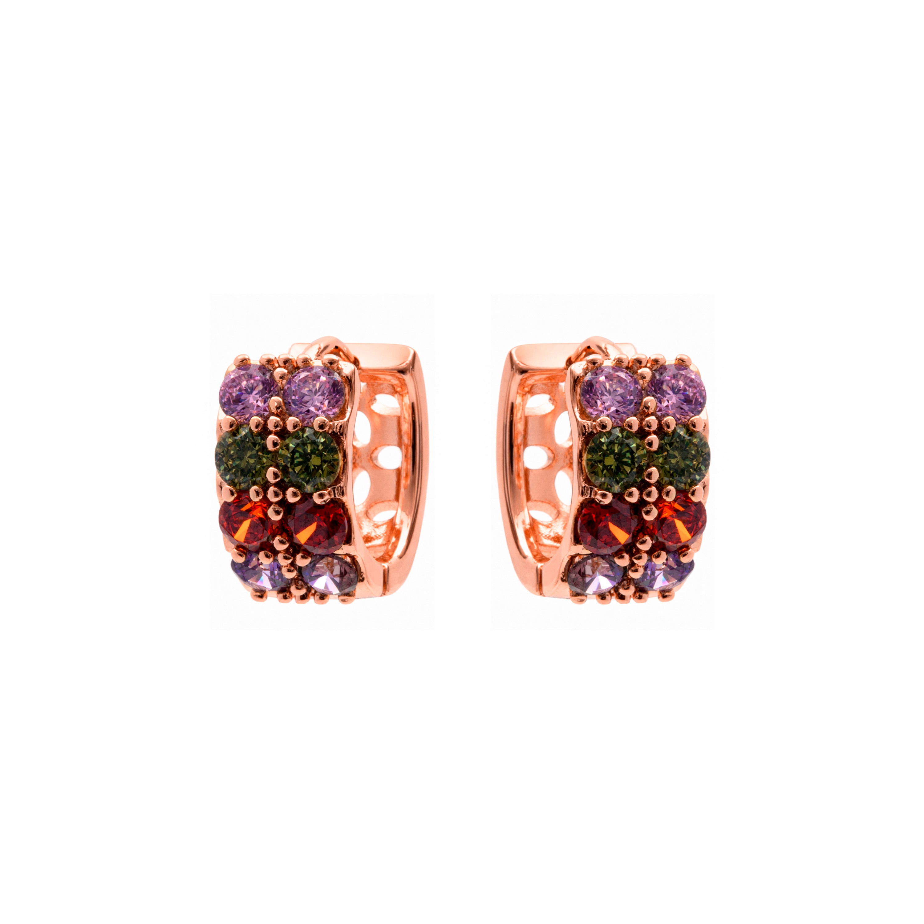 Boucles d'oreilles en zircone multicolore finition or rose 18 carats - Mezya