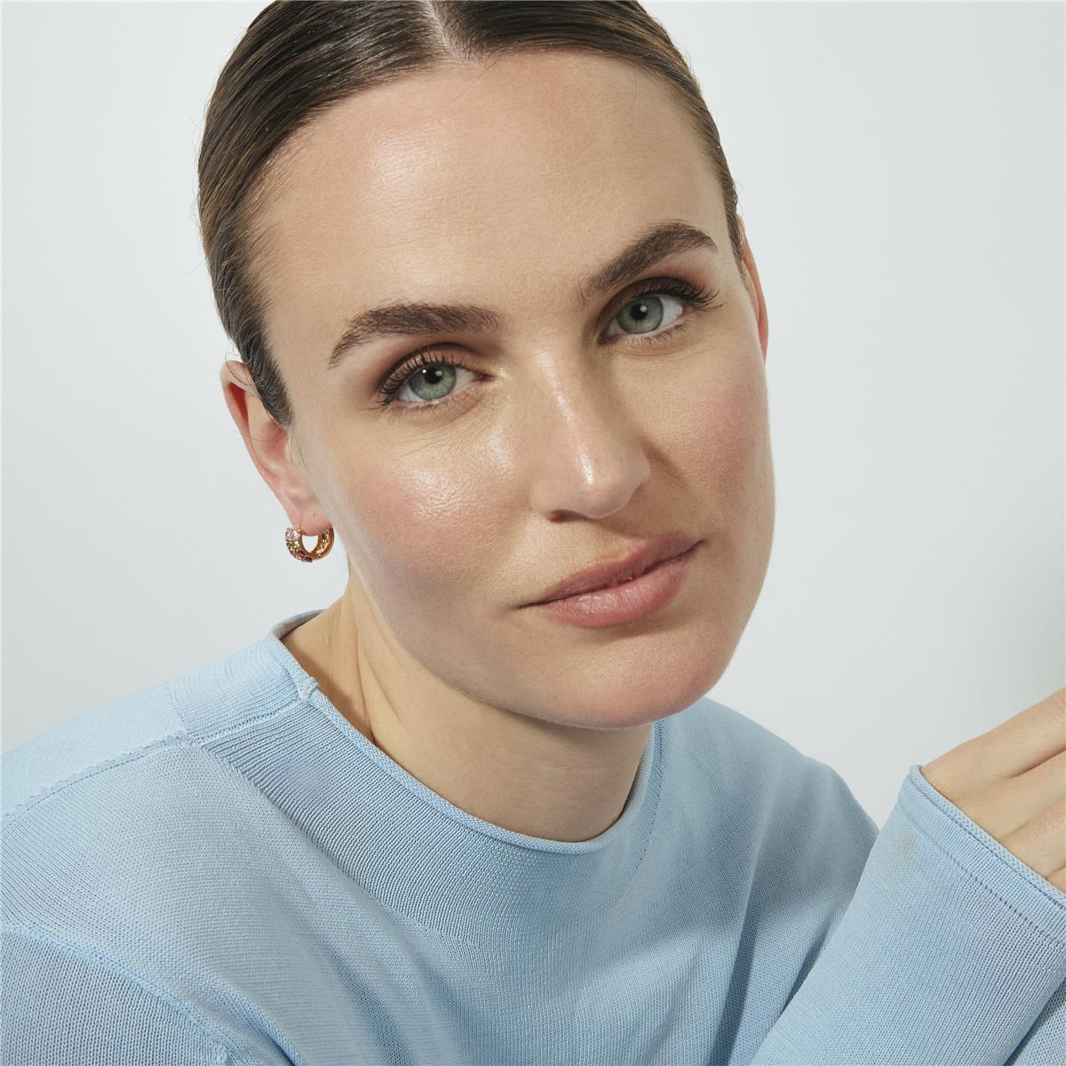 Brincos de Zircónia Multicolor com acabamento em ouro rosa de 18k - Mezya