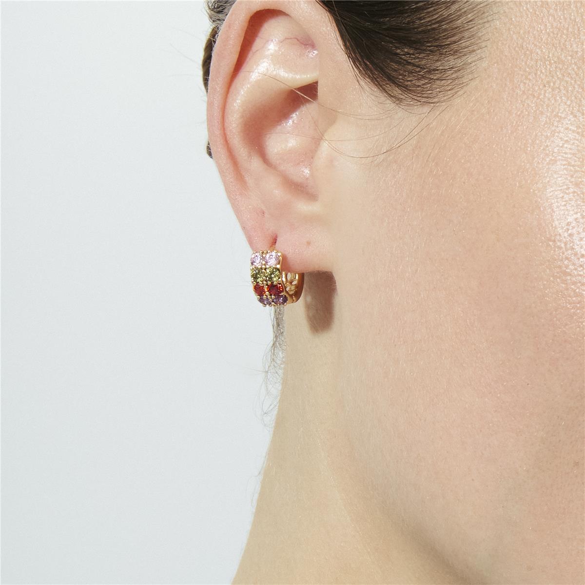 Boucles d'oreilles en zircone multicolore finition or rose 18 carats - Mezya