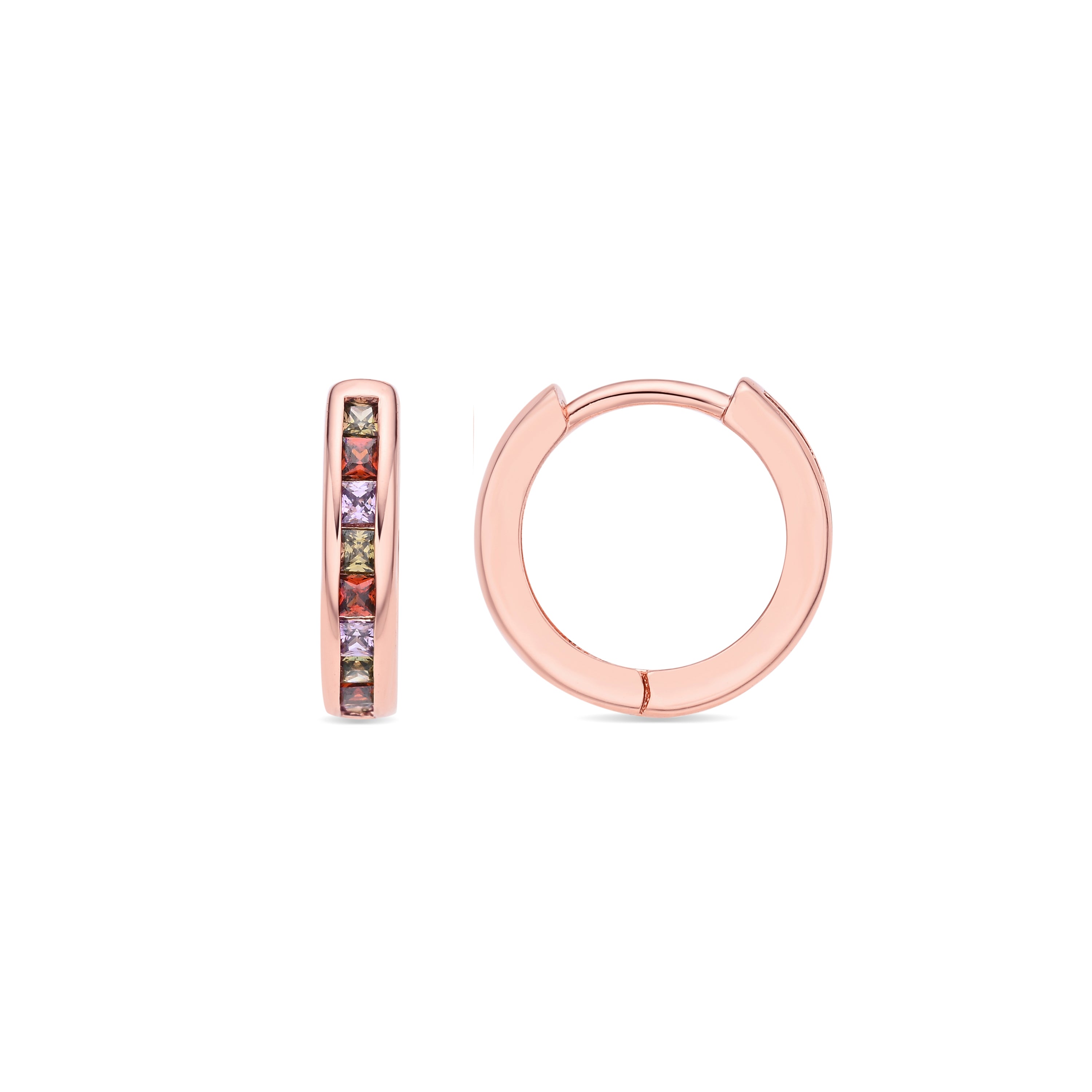 Boucles d'oreilles en zircone multicolore finition or rose 18 carats - Ulanbu