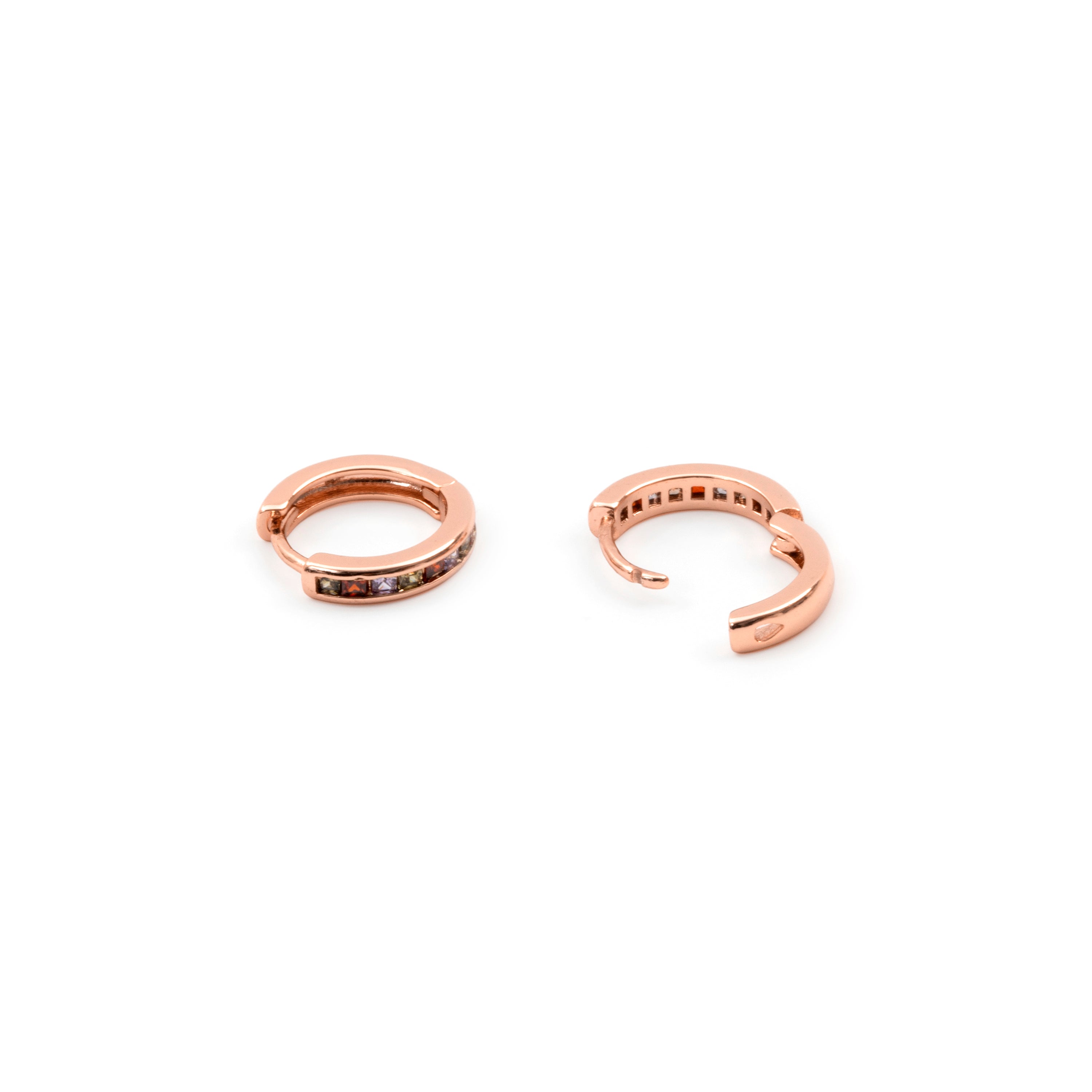 Boucles d'oreilles en zircone multicolore finition or rose 18 carats - Ulanbu