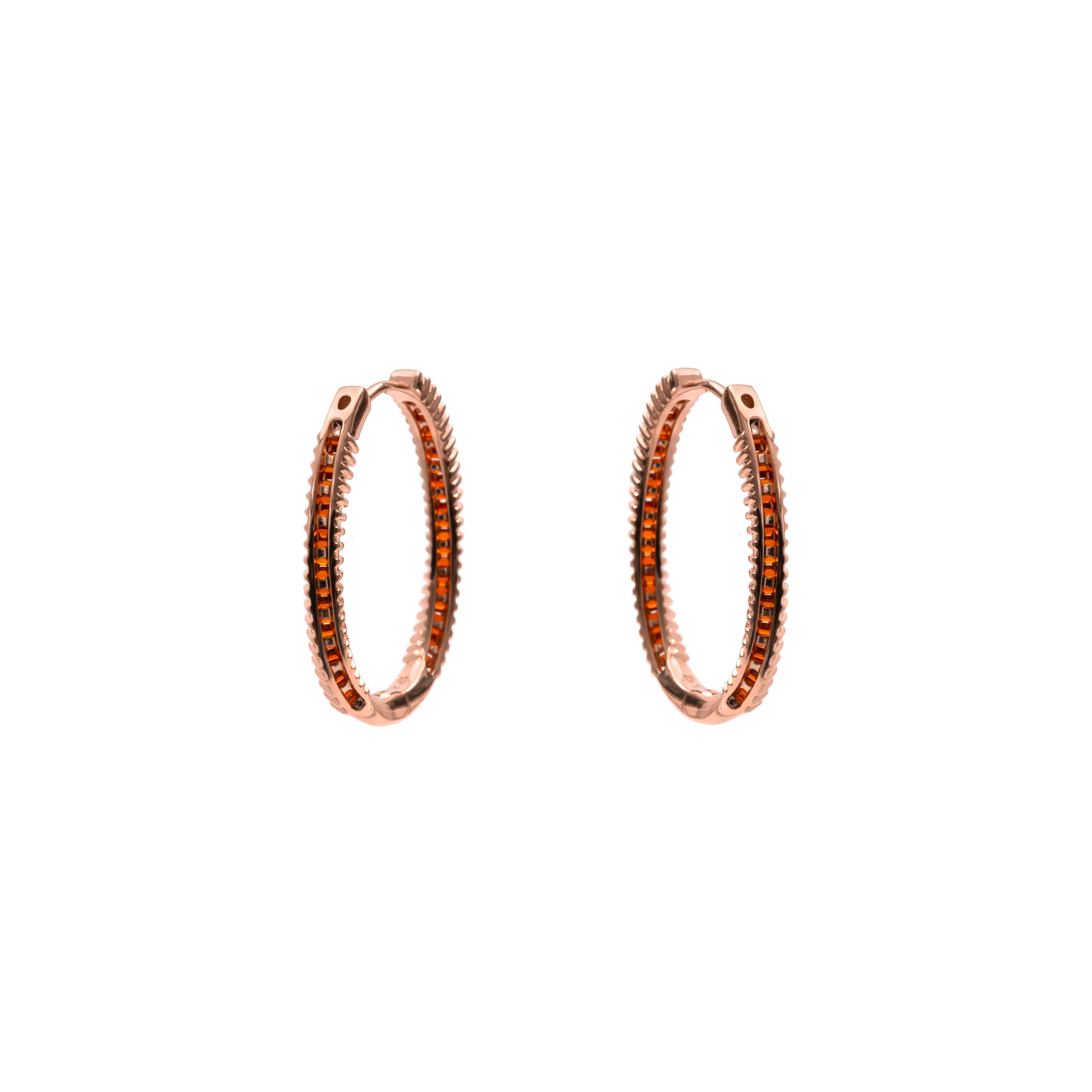 18k Rose Gold Finished Fire Opal Zircon Earrings - Rendla