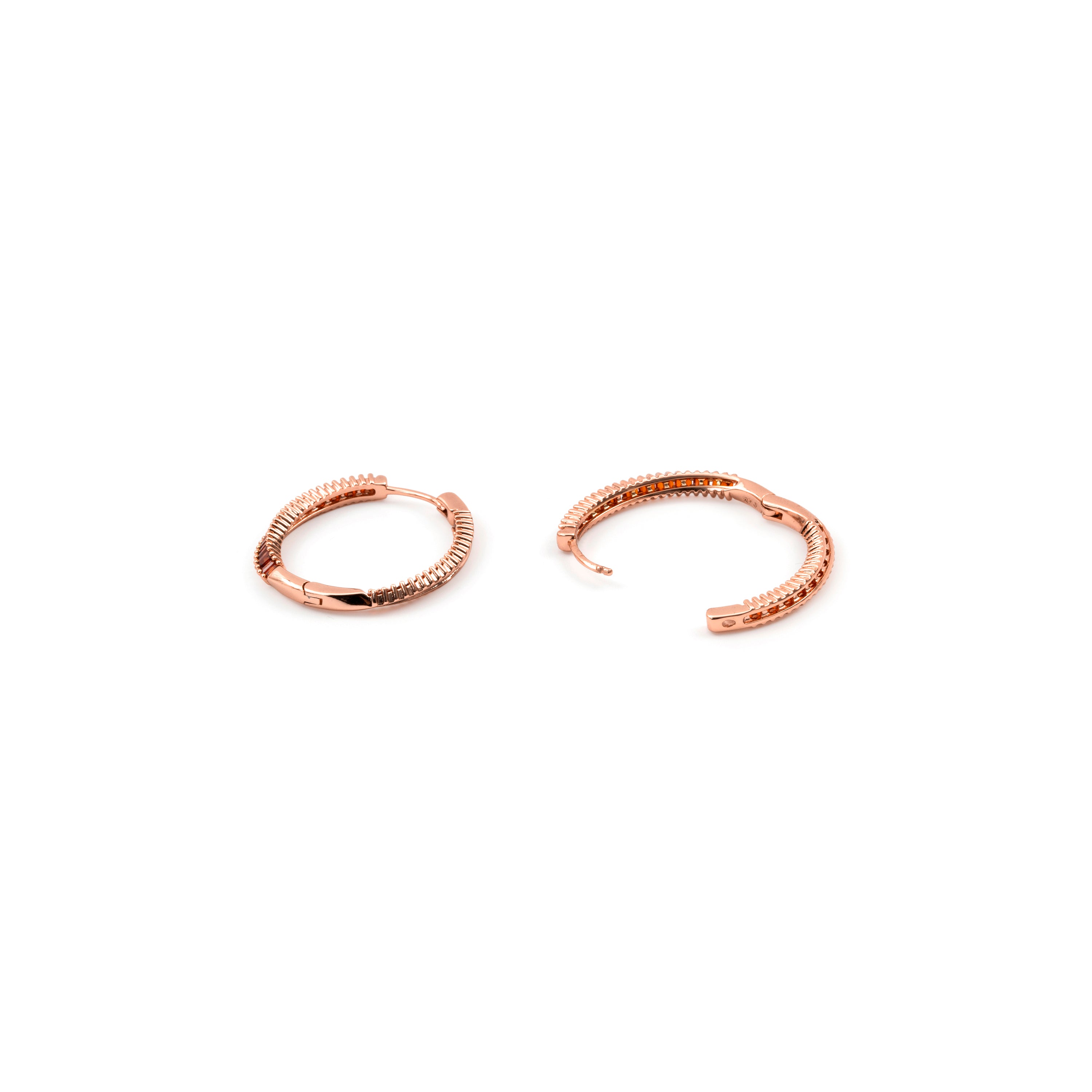 18k Rose Gold Finished Fire Opal Zircon Earrings - Rendla