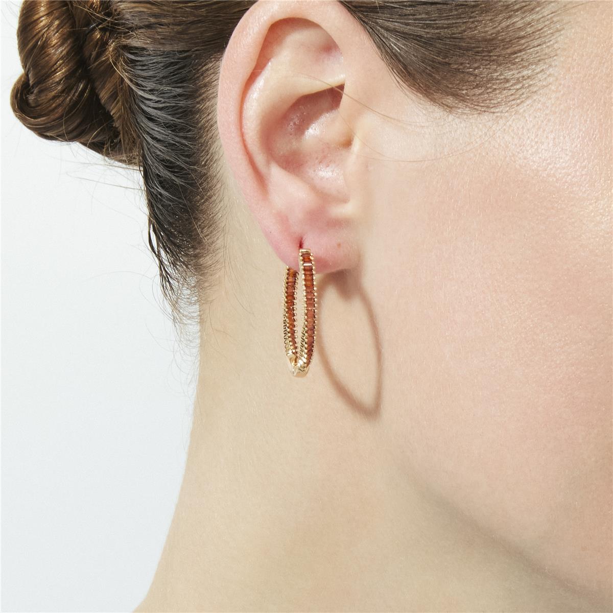 18k Rose Gold Finished Fire Opal Zircon Earrings - Rendla