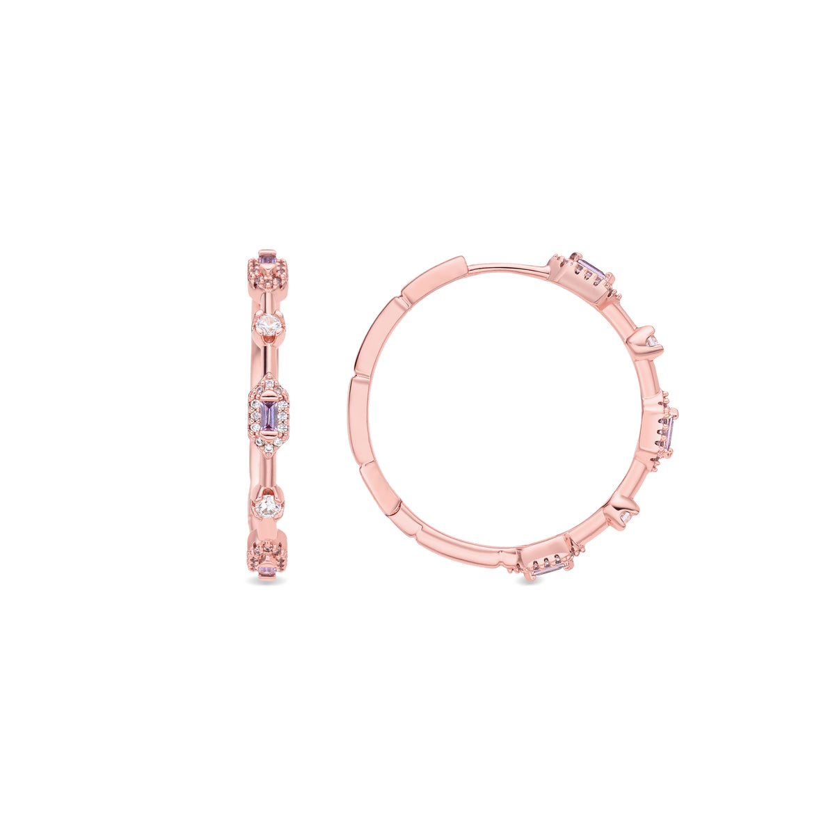 Orecchini con zirconi brillanti finitura in oro rosa 18k - Shauo