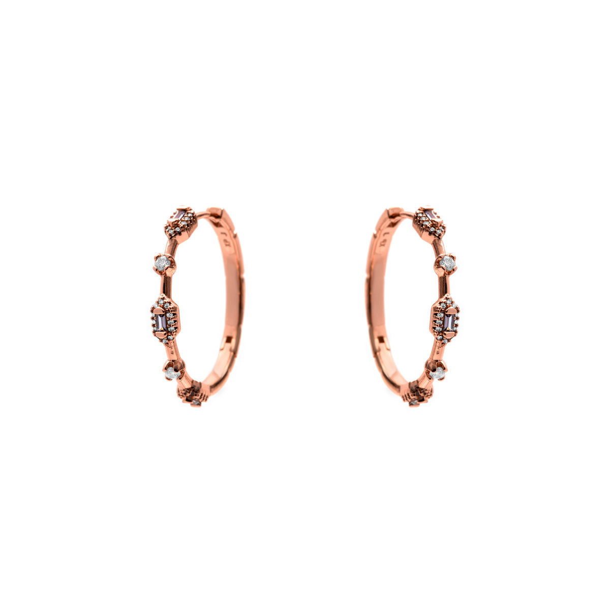 Orecchini con zirconi brillanti finitura in oro rosa 18k - Shauo