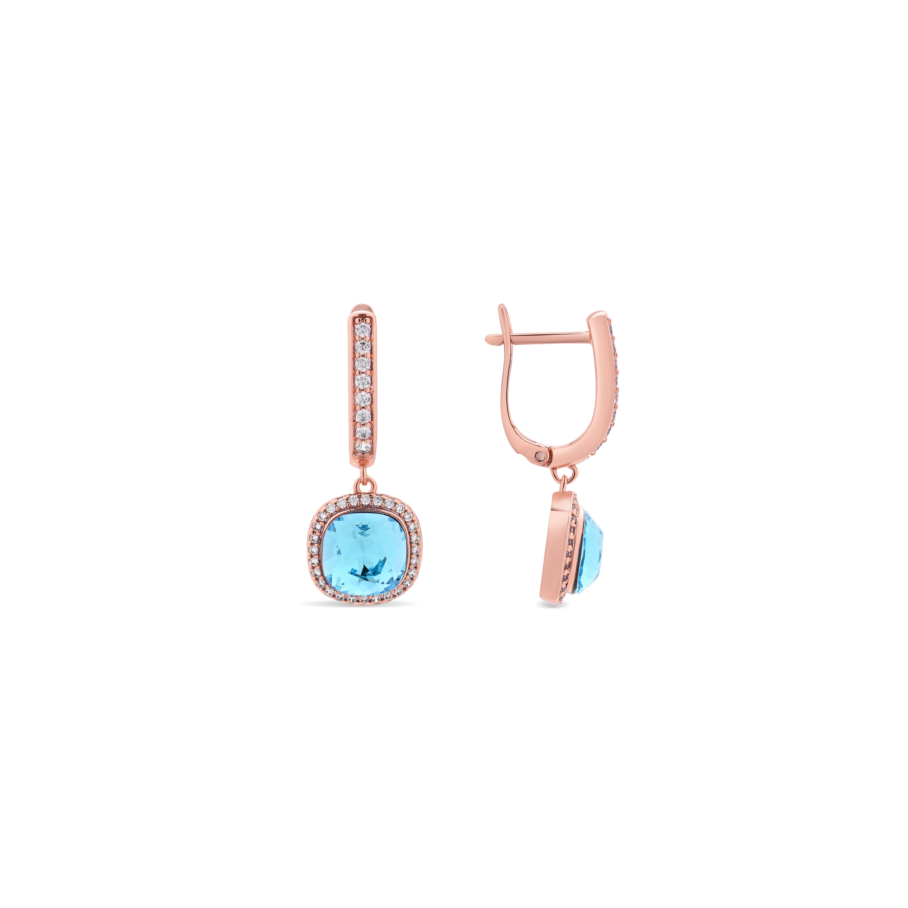 Aquamarin-Zirkonia-Ohrringe mit 18-karätiger Roségoldfassung - Namko