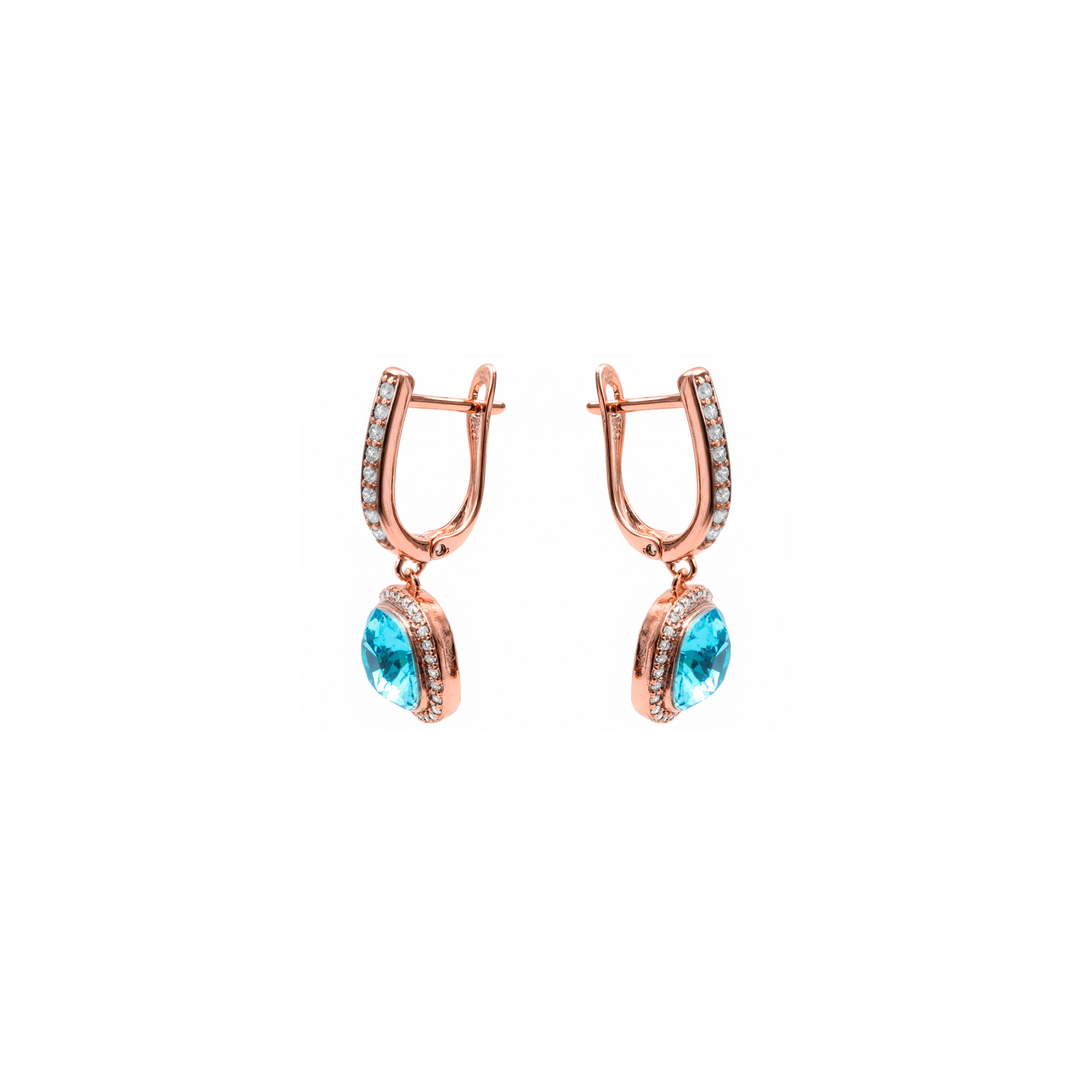 Aquamarin-Zirkonia-Ohrringe mit 18-karätiger Roségoldfassung - Namko
