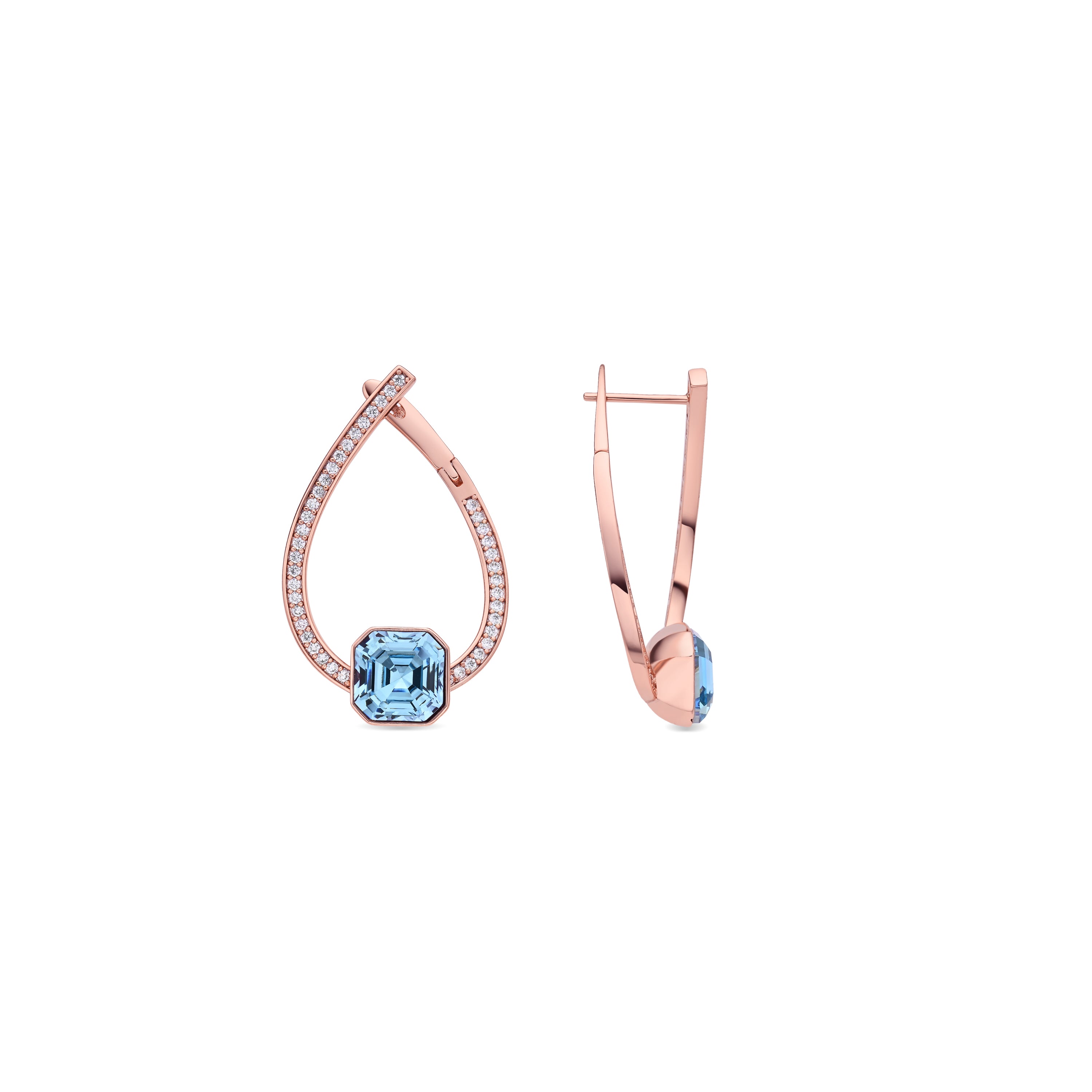 Aquamarine Zircon Earrings with 18k Rose Gold Finish - Ordel