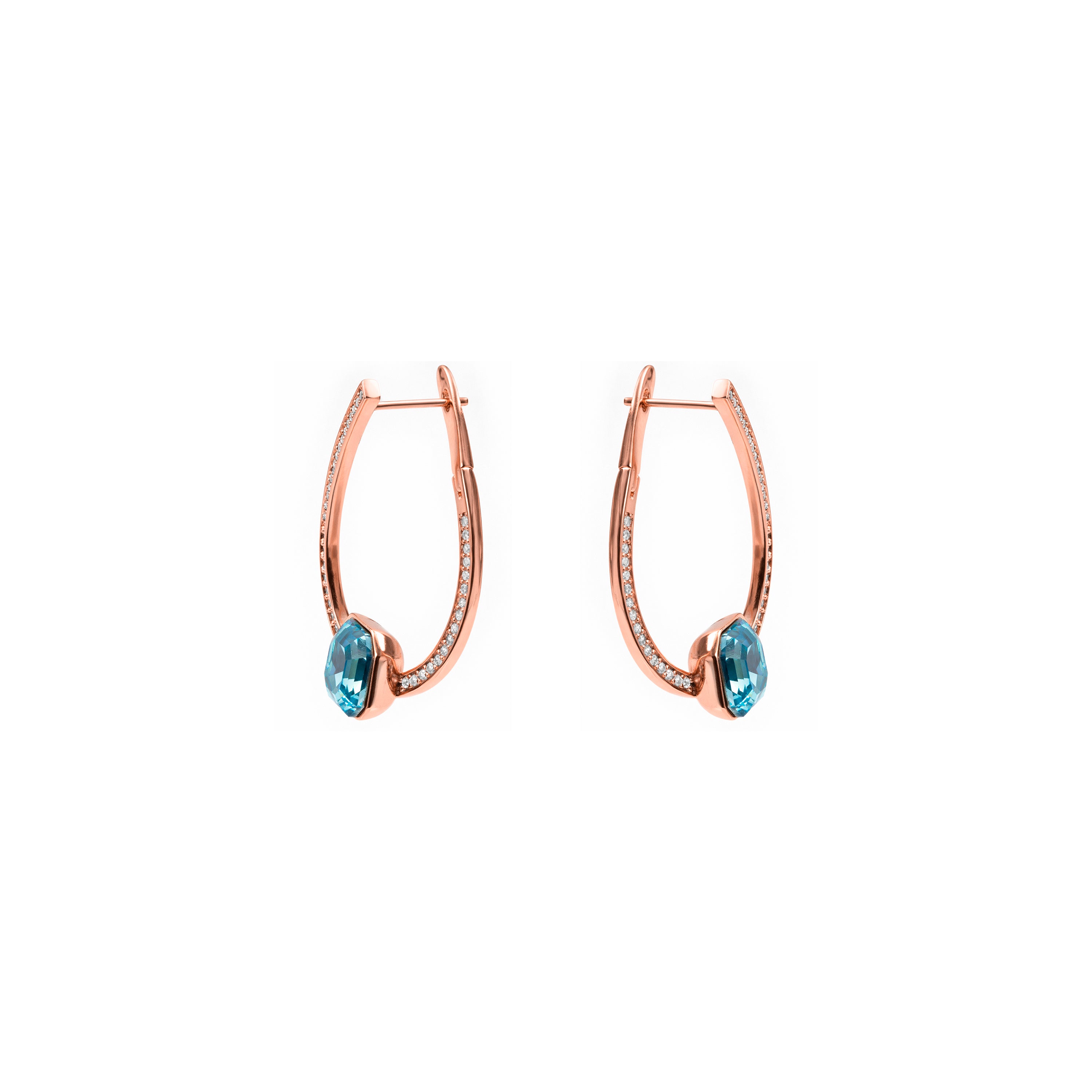 Aquamarine Zircon Earrings with 18k Rose Gold Finish - Ordel