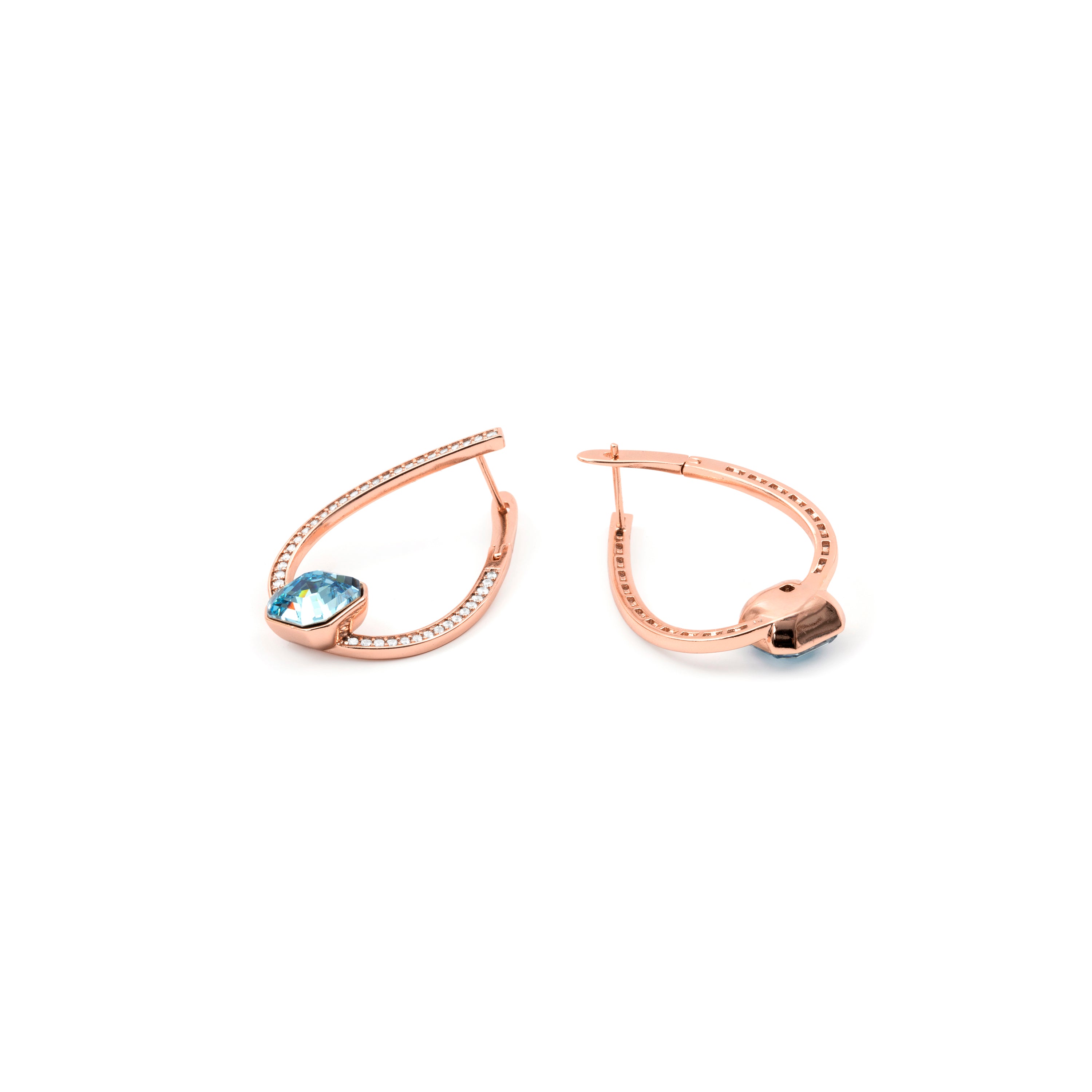 Aquamarine Zircon Earrings with 18k Rose Gold Finish - Ordel