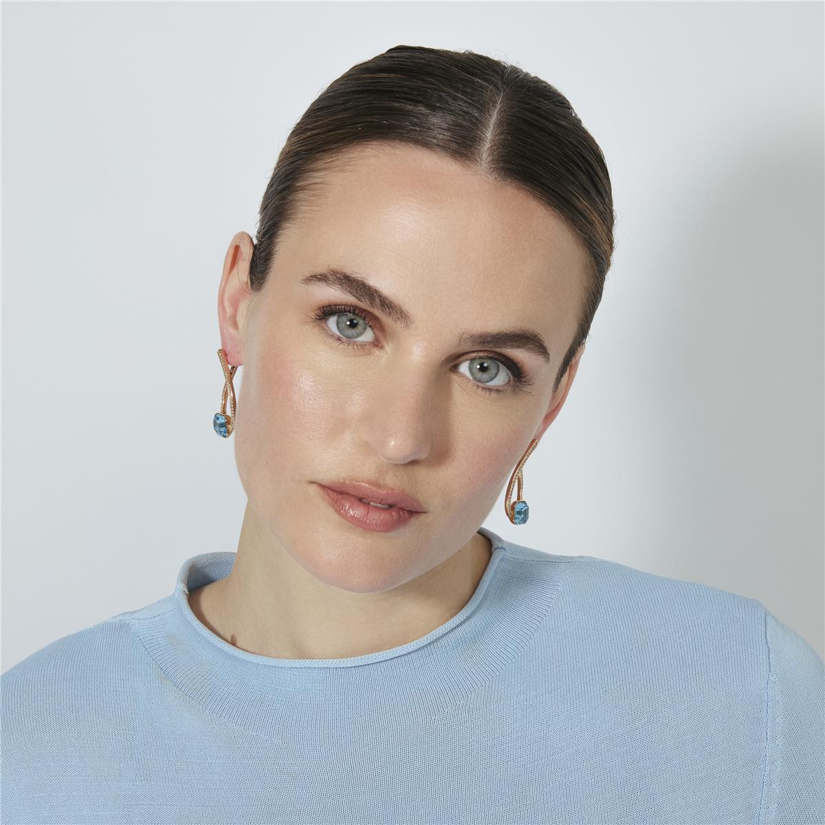 Aquamarine Zircon Earrings with 18k Rose Gold Finish - Ordel