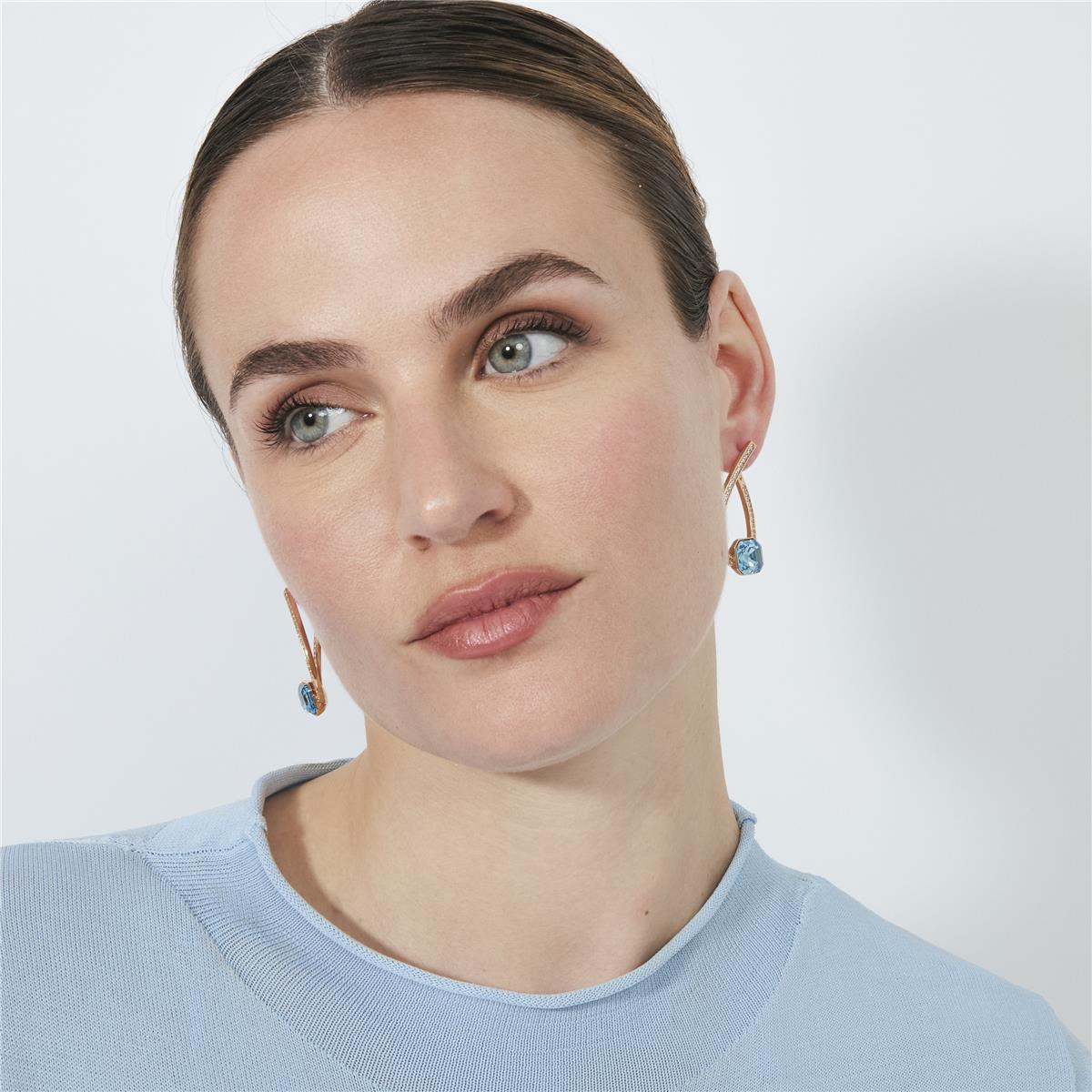 Aquamarine Zircon Earrings with 18k Rose Gold Finish - Ordel