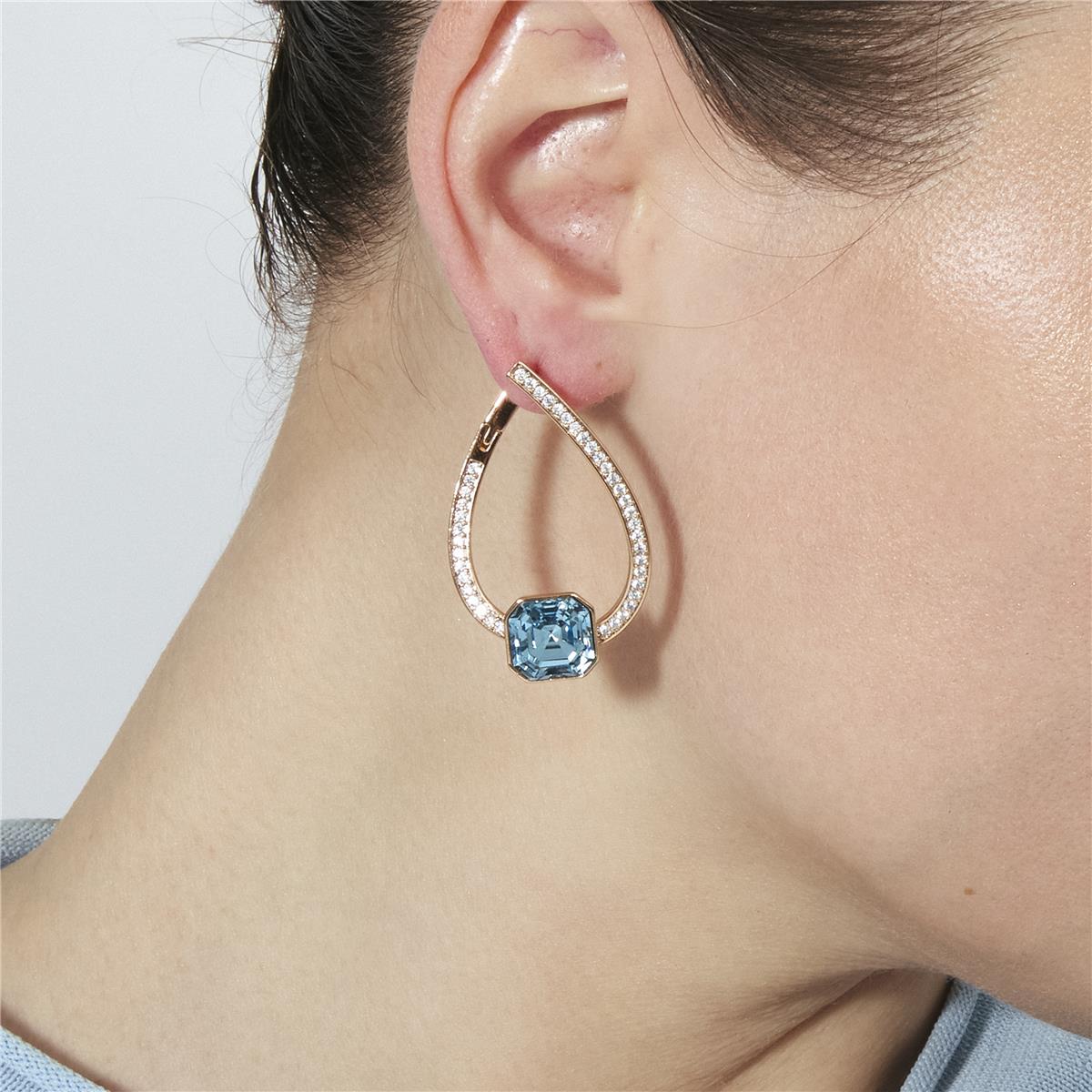 Aquamarine Zircon Earrings with 18k Rose Gold Finish - Ordel