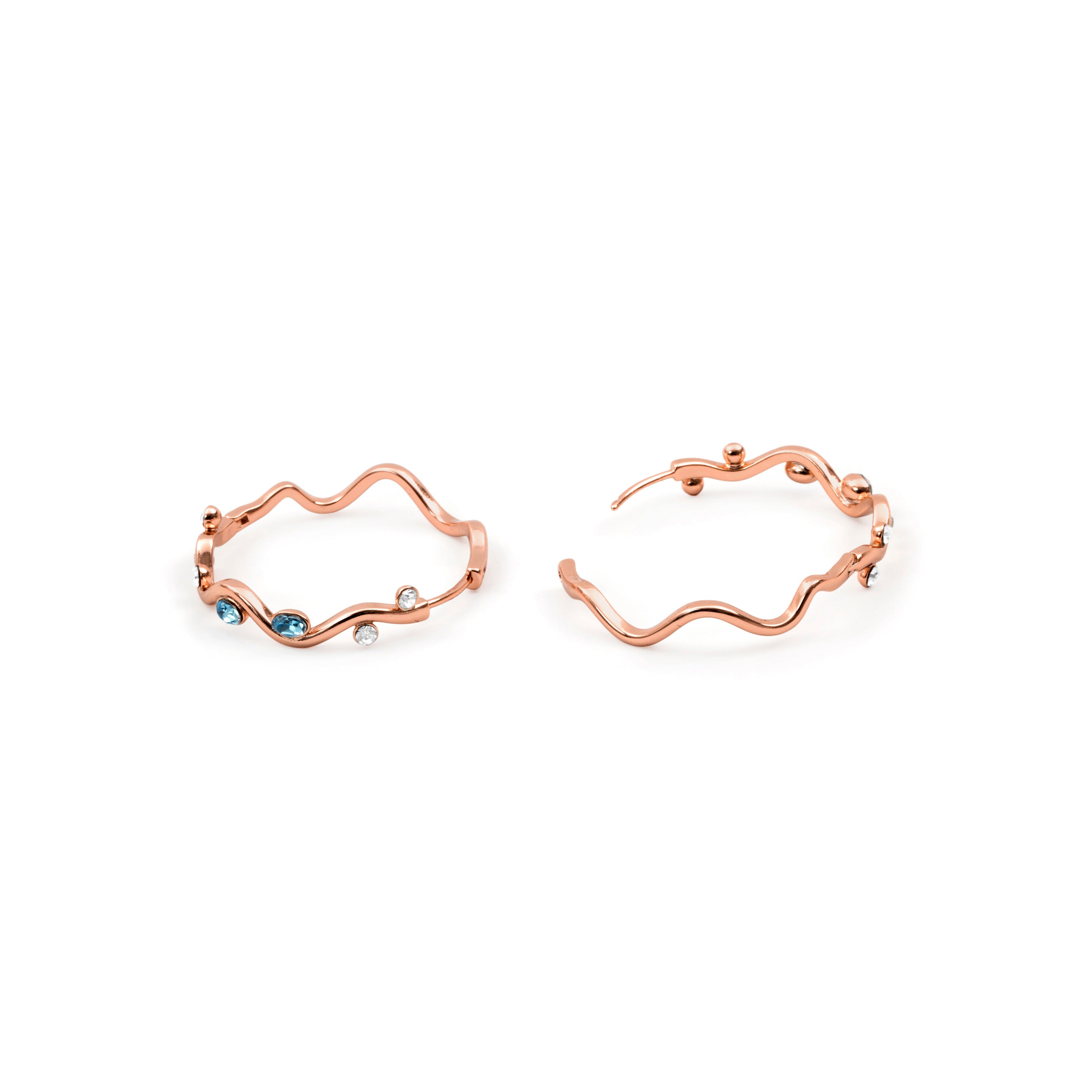 Aquamarin-Zirkonia-Ohrringe mit 18-karätiger Roségoldfassung - Werako