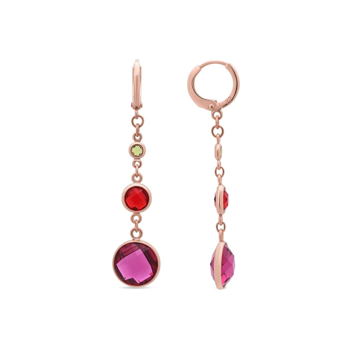 Pendientes de Aleación de Metal y Circonita Multicolor acabado en oro rosa de 18k - Huis