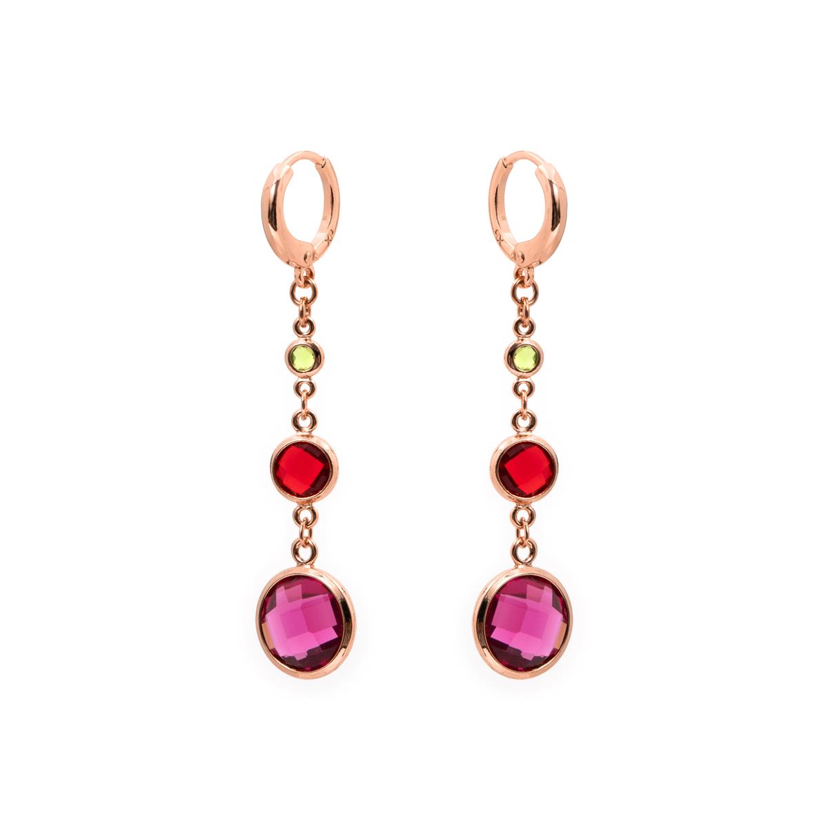 Pendientes de Aleación de Metal y Circonita Multicolor acabado en oro rosa de 18k - Huis