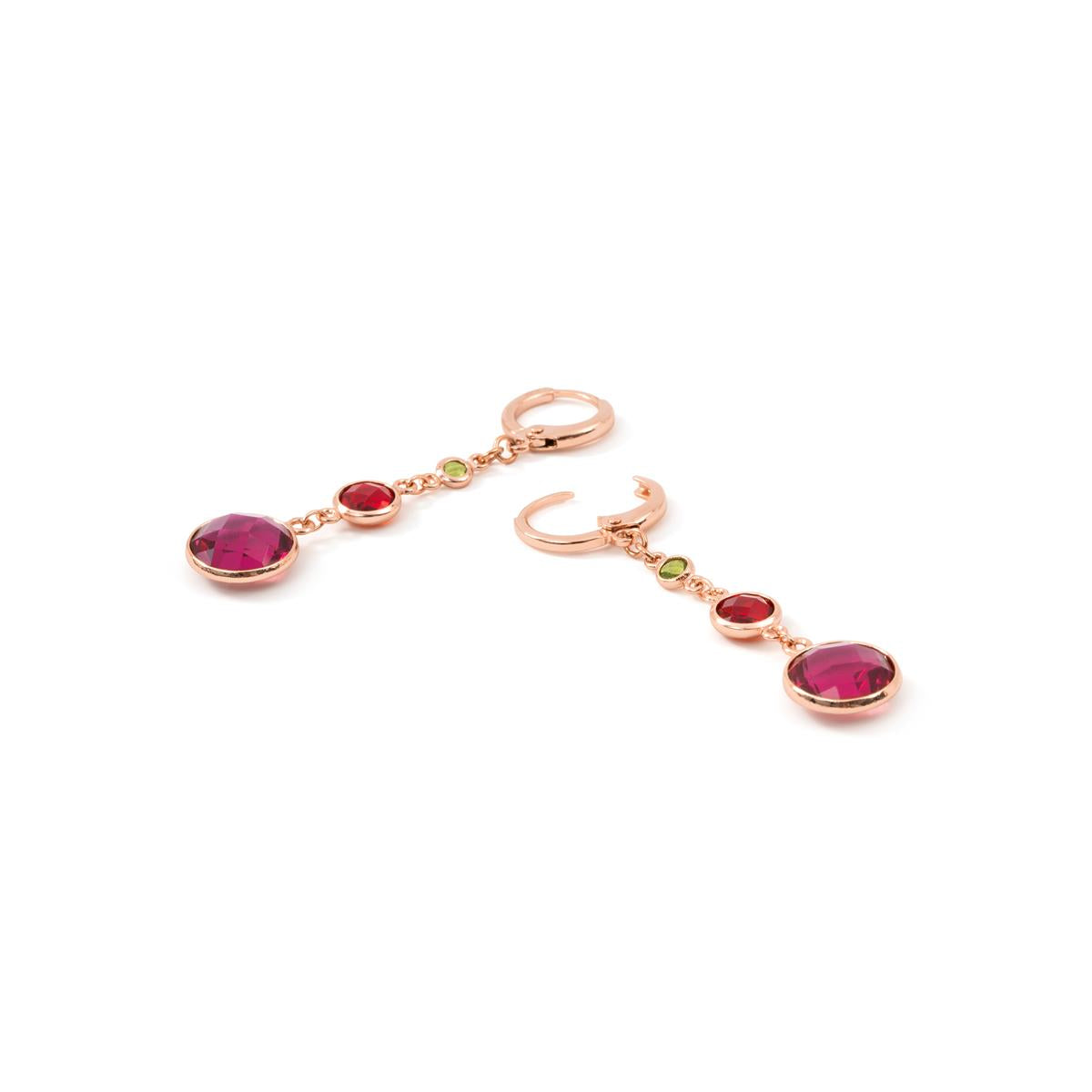 Pendientes de Aleación de Metal y Circonita Multicolor acabado en oro rosa de 18k - Huis