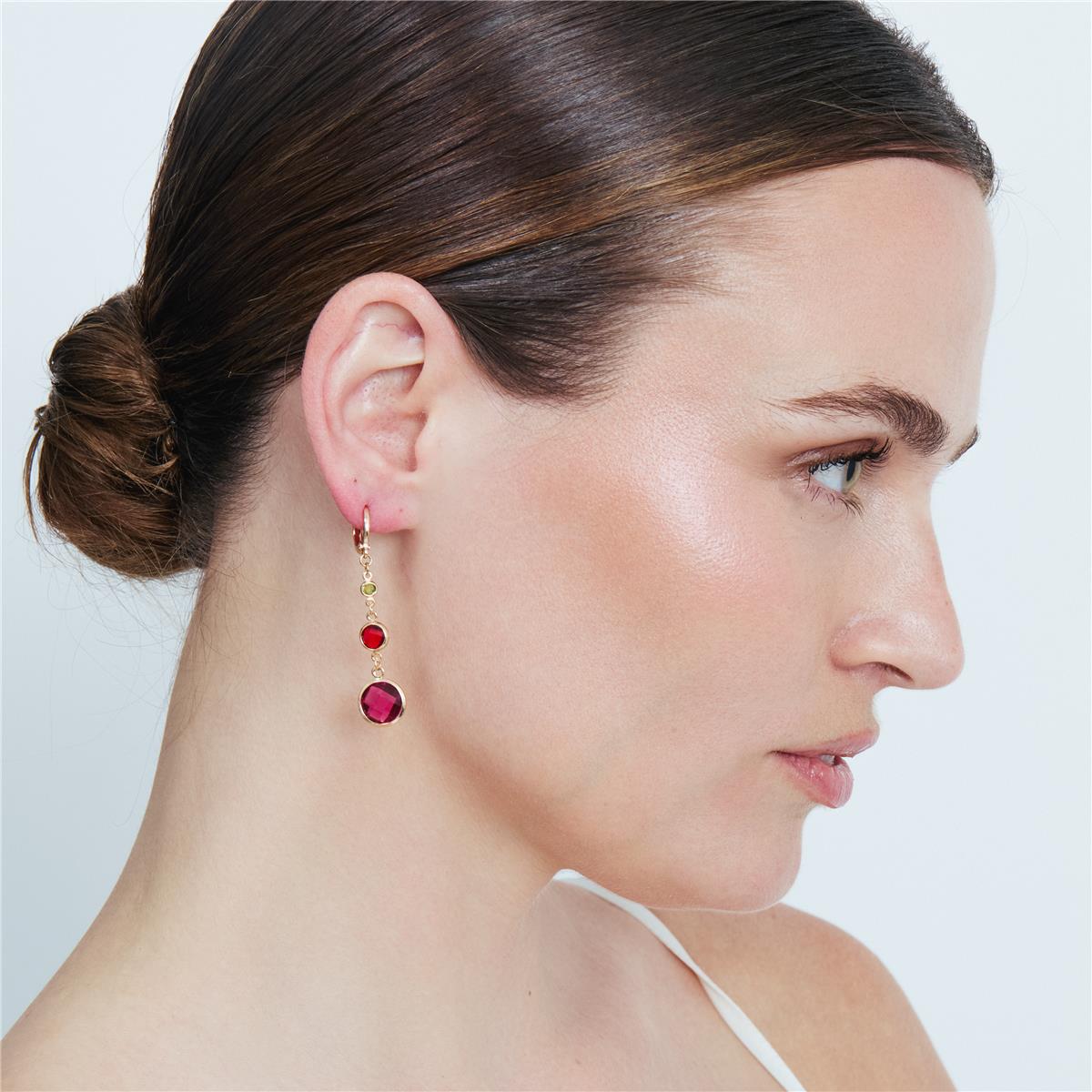 Pendientes de Aleación de Metal y Circonita Multicolor acabado en oro rosa de 18k - Huis