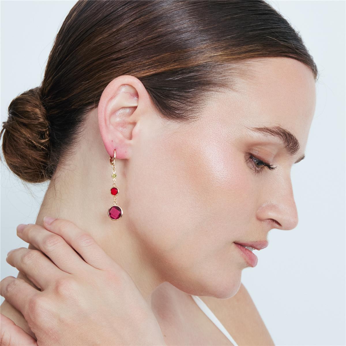 Pendientes de Aleación de Metal y Circonita Multicolor acabado en oro rosa de 18k - Huis