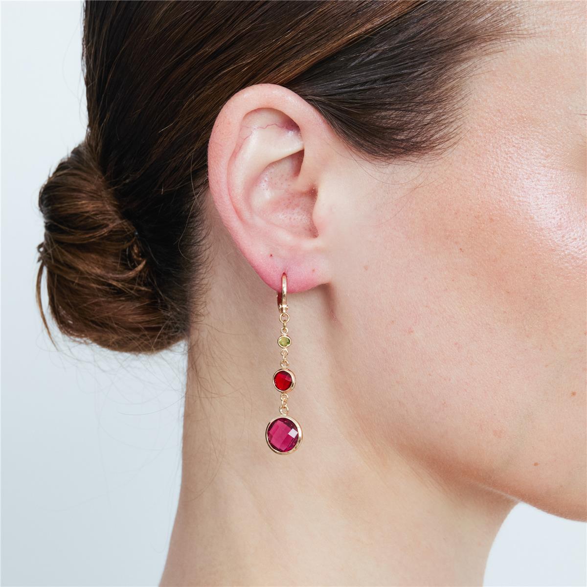 Pendientes de Aleación de Metal y Circonita Multicolor acabado en oro rosa de 18k - Huis