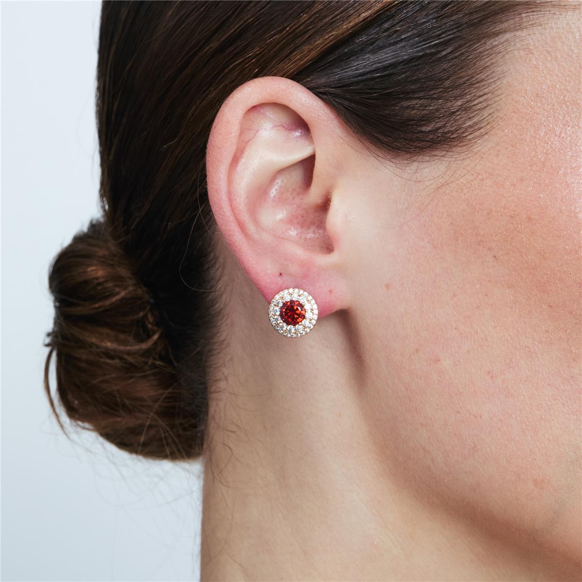 18k Rose Gold Finished Metal Alloy and Ruby Cubic Zirconia Earrings - Riash