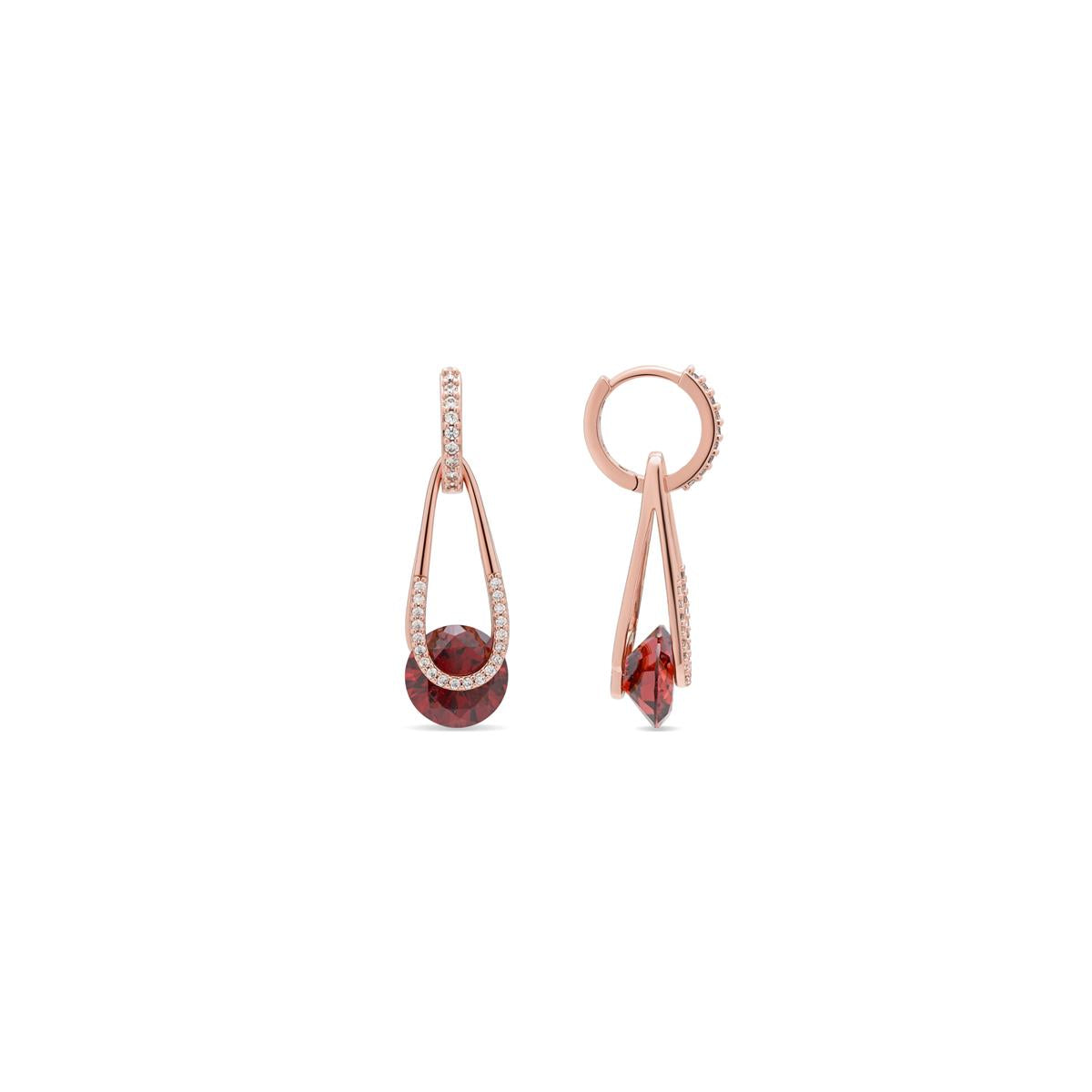 18k Rose Gold Finished Amethyst Cubic Zirconia Metal Alloy Earrings - Gorsu