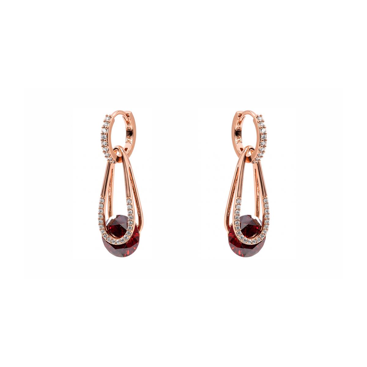 18k Rose Gold Finished Amethyst Cubic Zirconia Metal Alloy Earrings - Gorsu