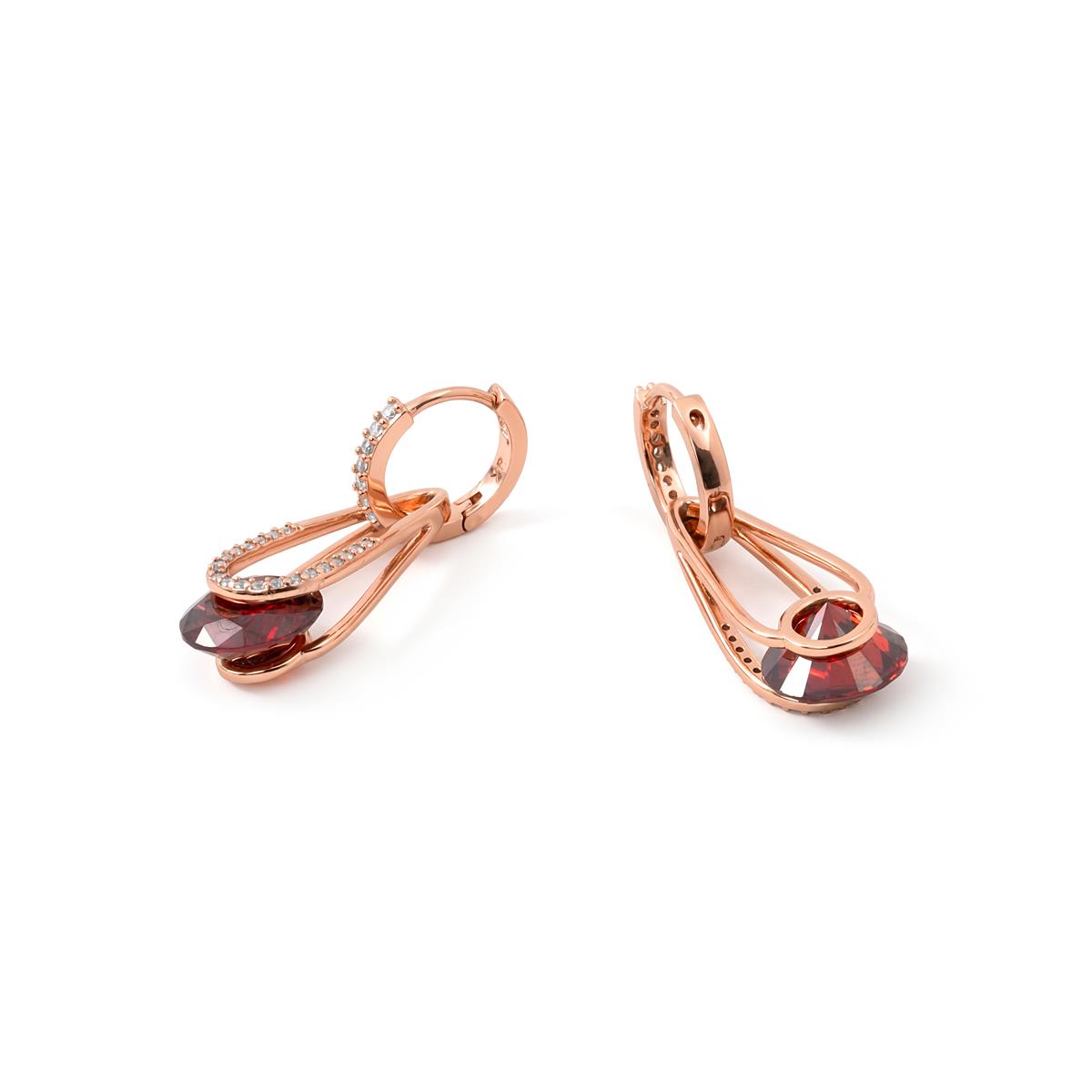 18k Rose Gold Finished Amethyst Cubic Zirconia Metal Alloy Earrings - Gorsu