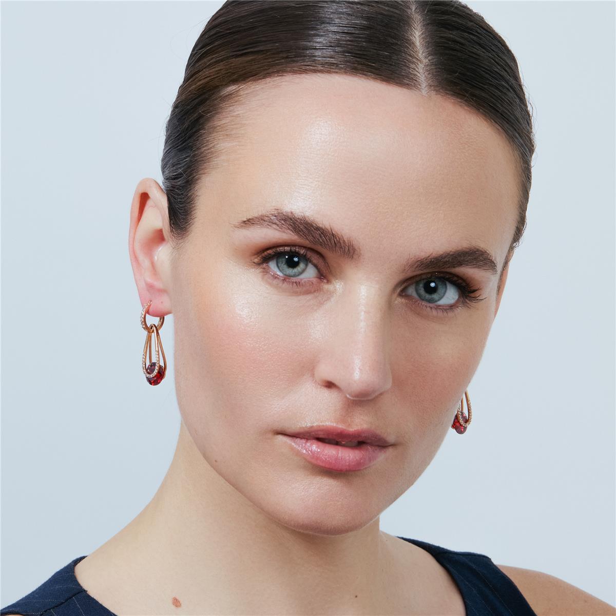 18k Rose Gold Finished Amethyst Cubic Zirconia Metal Alloy Earrings - Gorsu