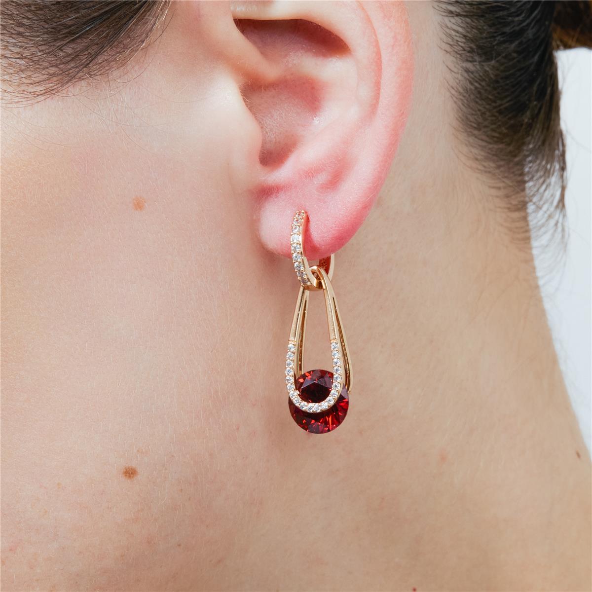 18k Rose Gold Finished Amethyst Cubic Zirconia Metal Alloy Earrings - Gorsu