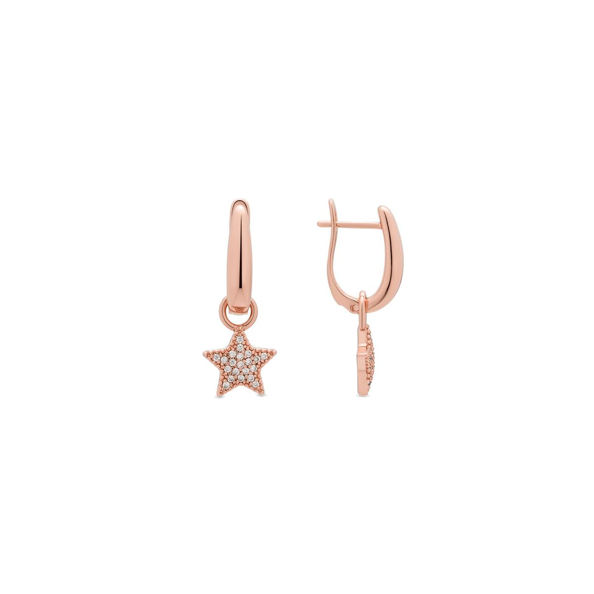 Orecchini in lega di metallo e zircone brillante con finitura in oro rosa 18k - Maliard