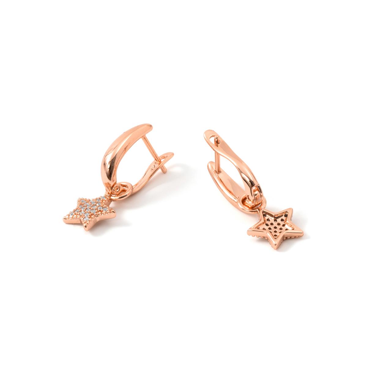 Orecchini in lega di metallo e zircone brillante con finitura in oro rosa 18k - Maliard