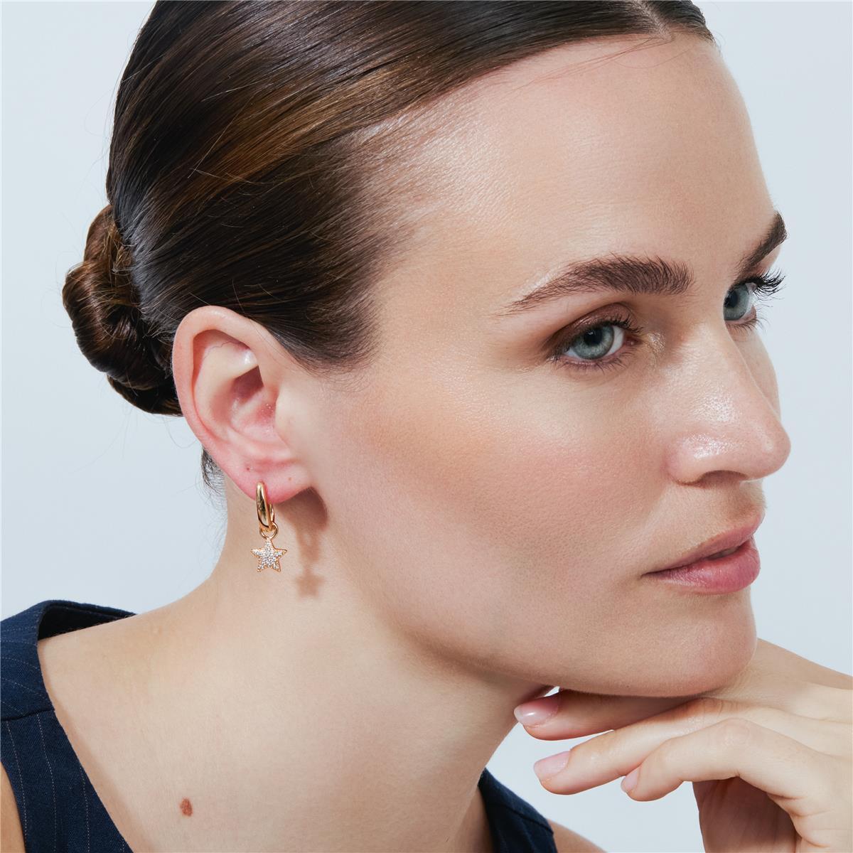 Orecchini in lega di metallo e zircone brillante con finitura in oro rosa 18k - Maliard