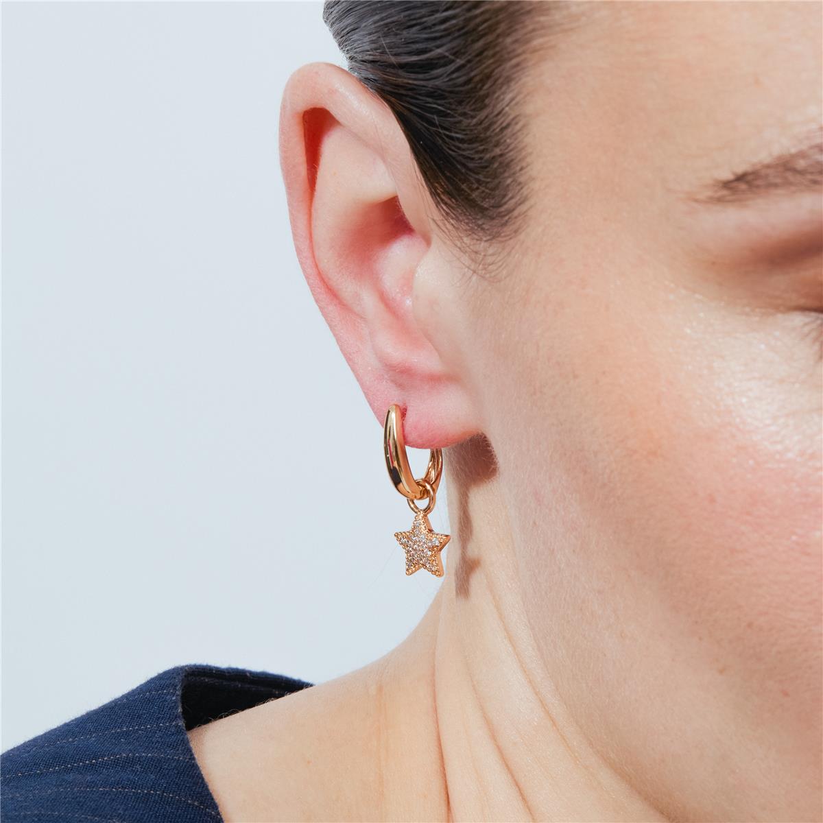 Orecchini in lega di metallo e zircone brillante con finitura in oro rosa 18k - Maliard