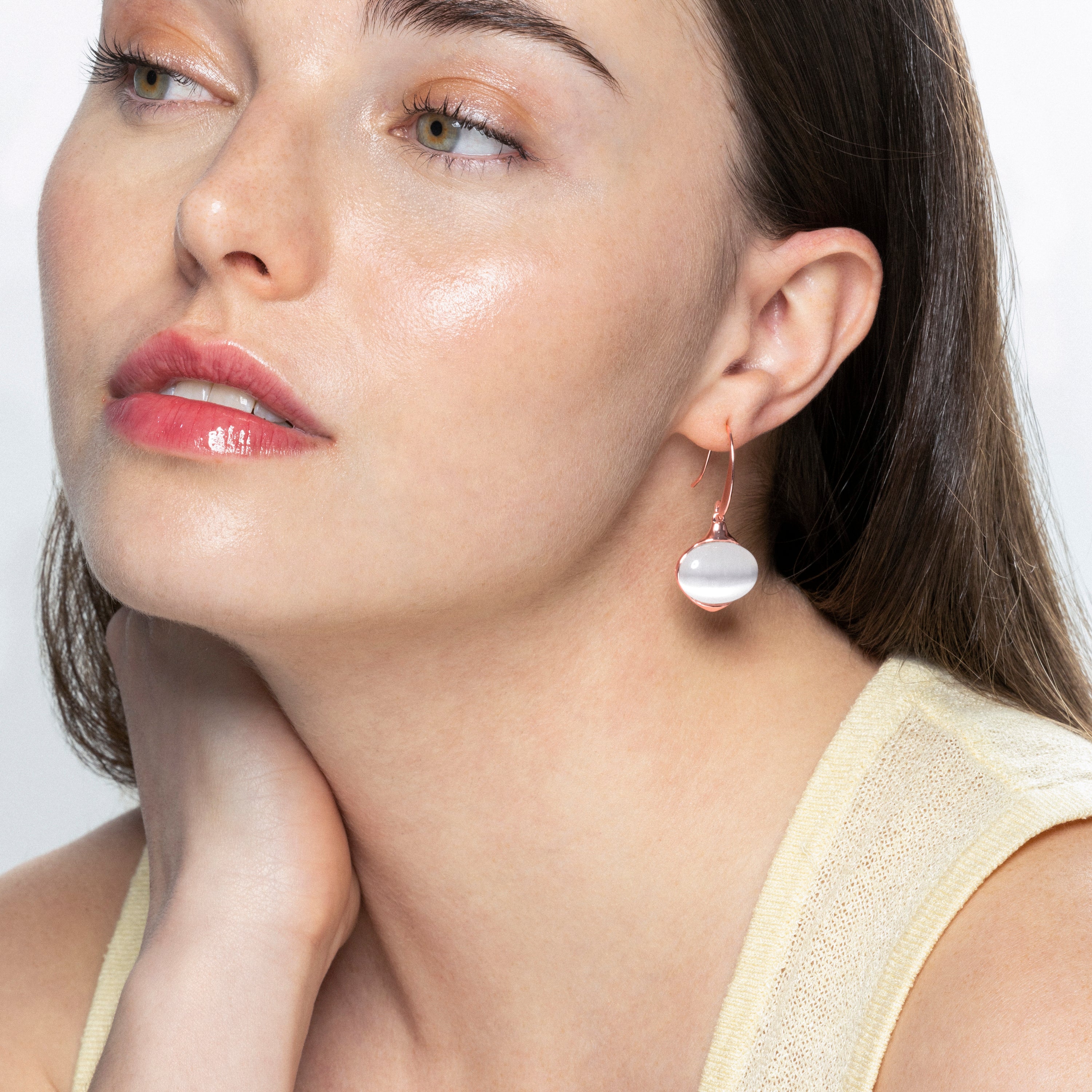 Cat Eye Earrings finished in 18K rose gold - Jelani
