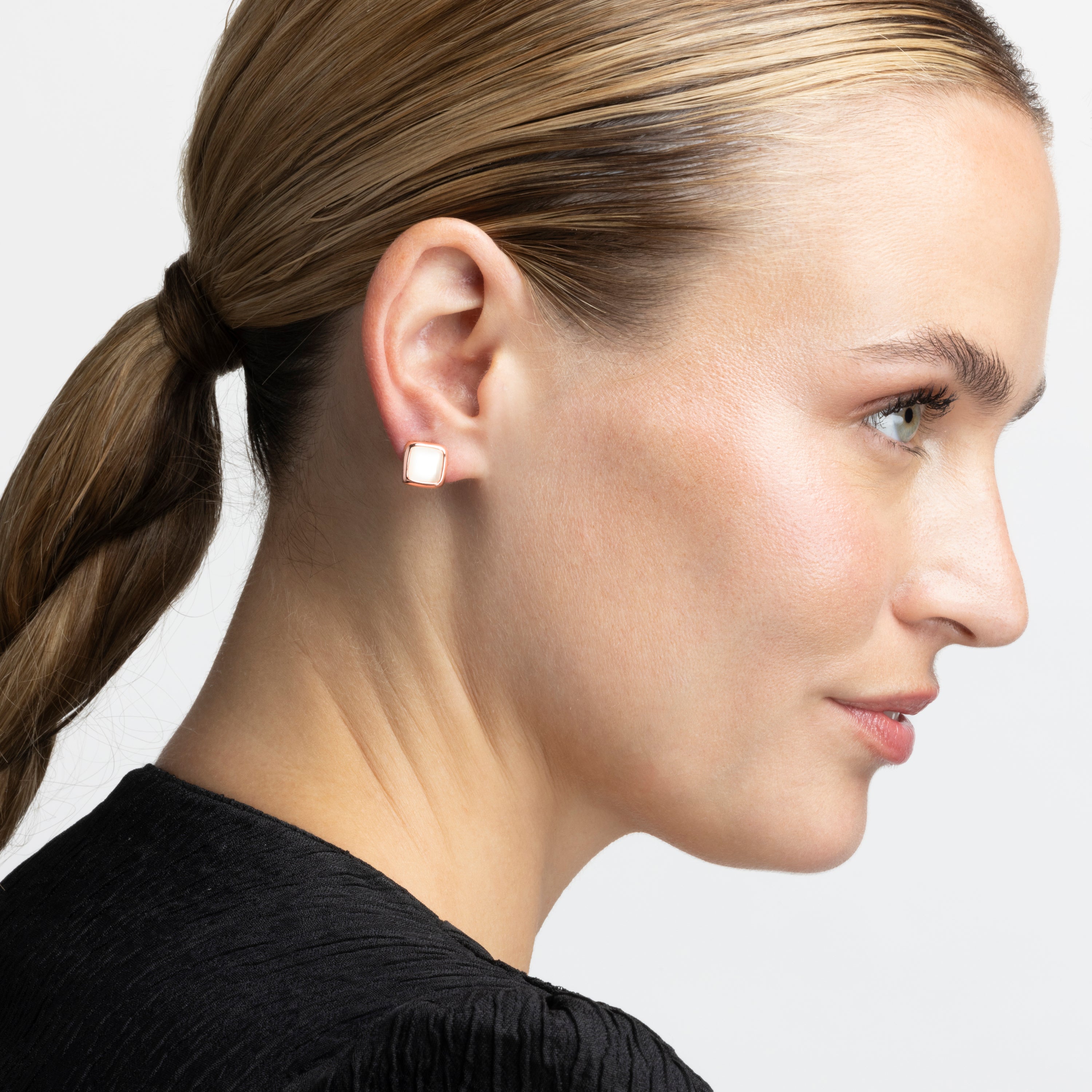 Boucles d'oreilles œil de chat finition or rose 18K - Mosi