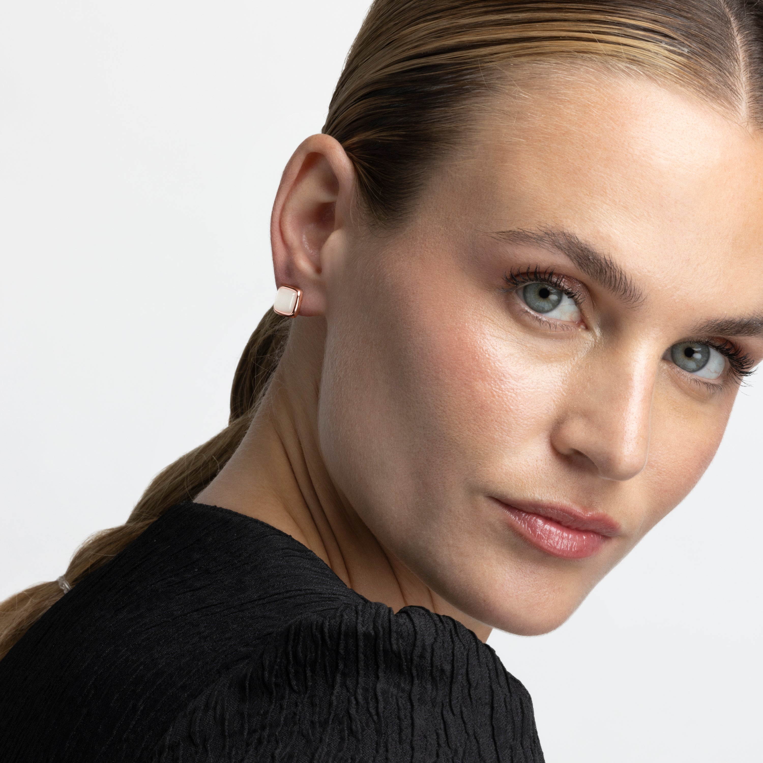 Ohrringe aus Katzenaugen mit 18K Roségold-Finish - Mosi