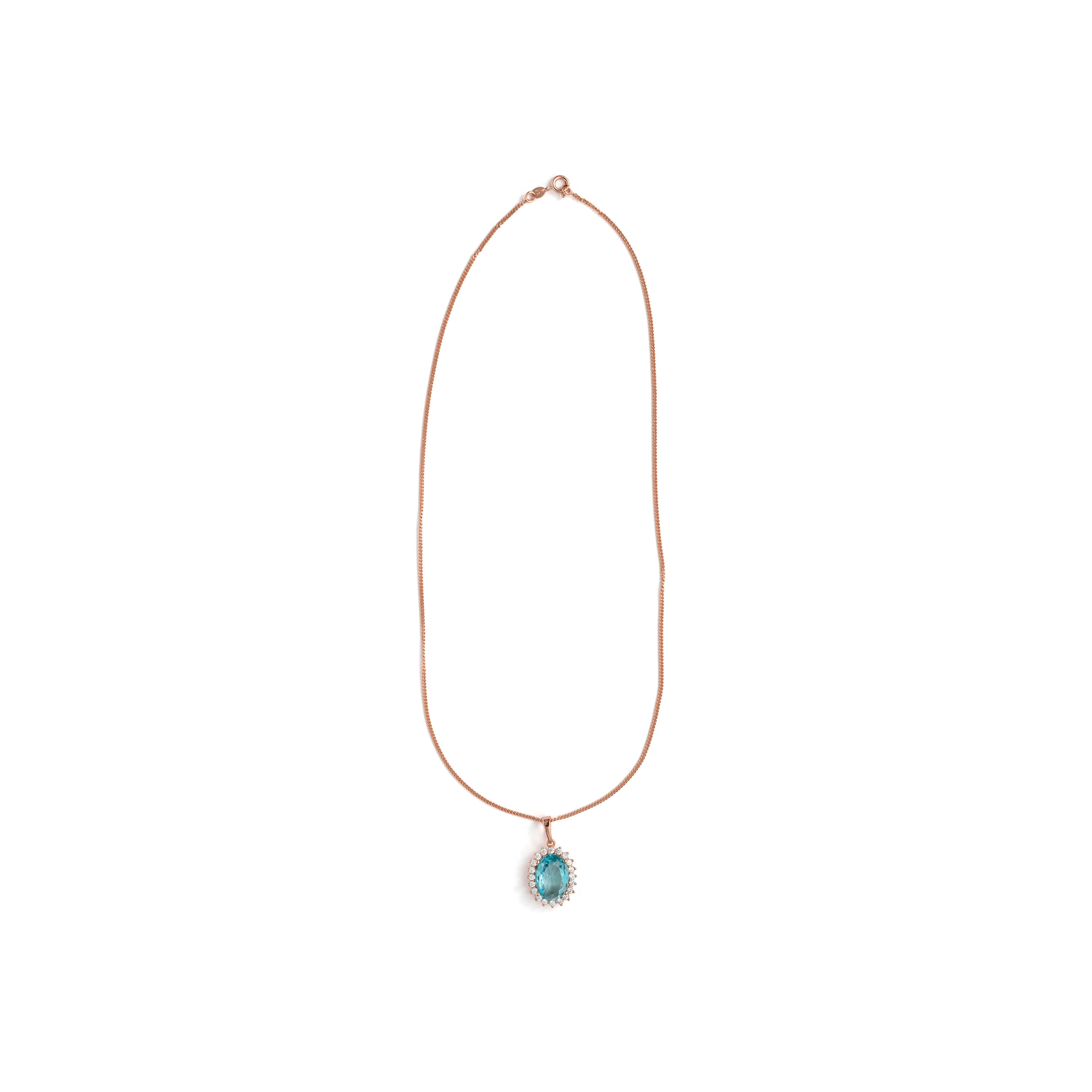 Collana di zirconi acquamarina con finitura in oro rosa 18k - Huape
