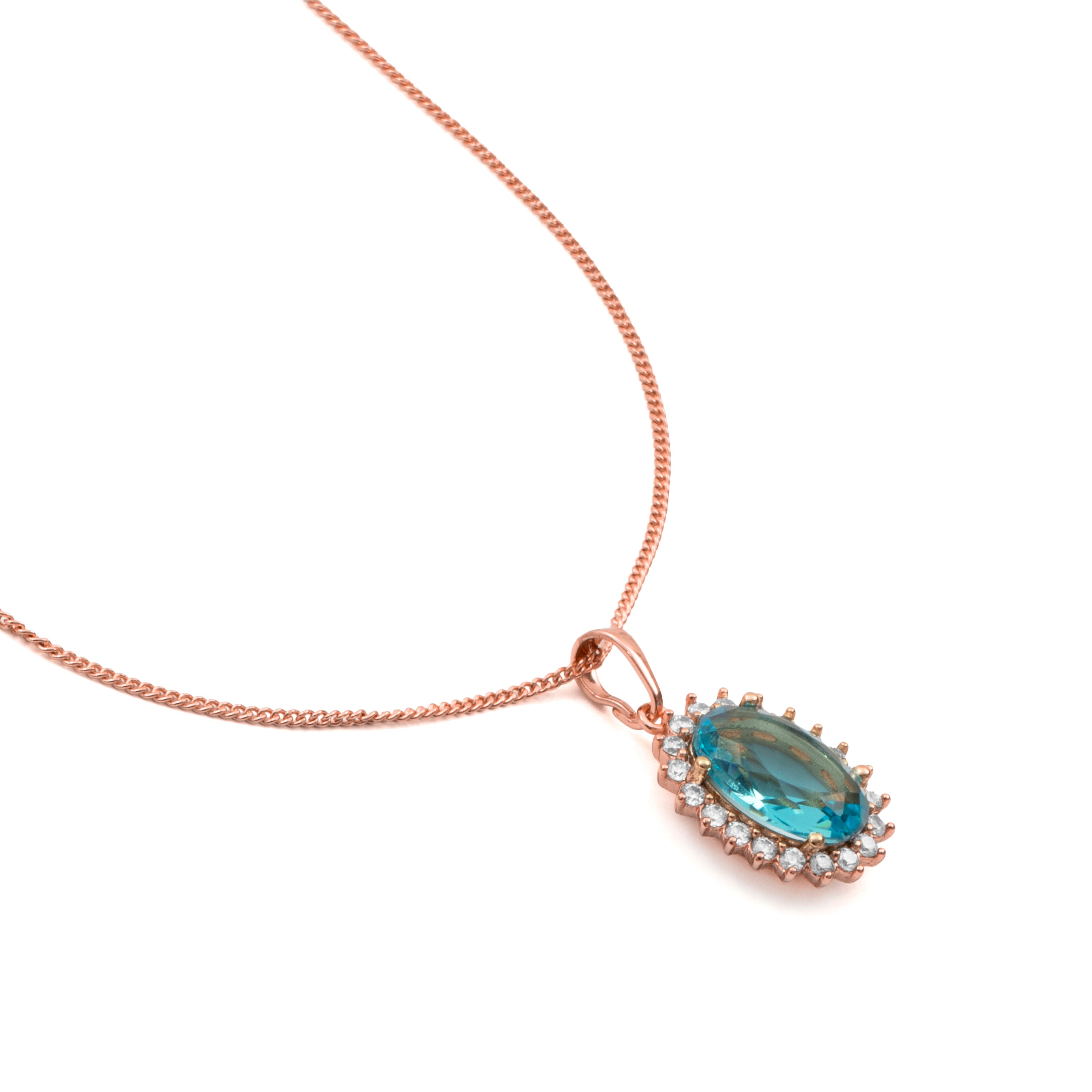 Collana di zirconi acquamarina con finitura in oro rosa 18k - Huape