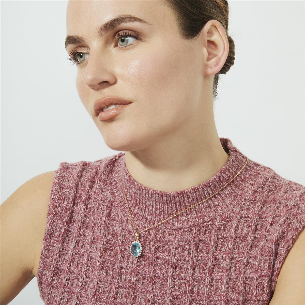 Collana di zirconi acquamarina con finitura in oro rosa 18k - Huape