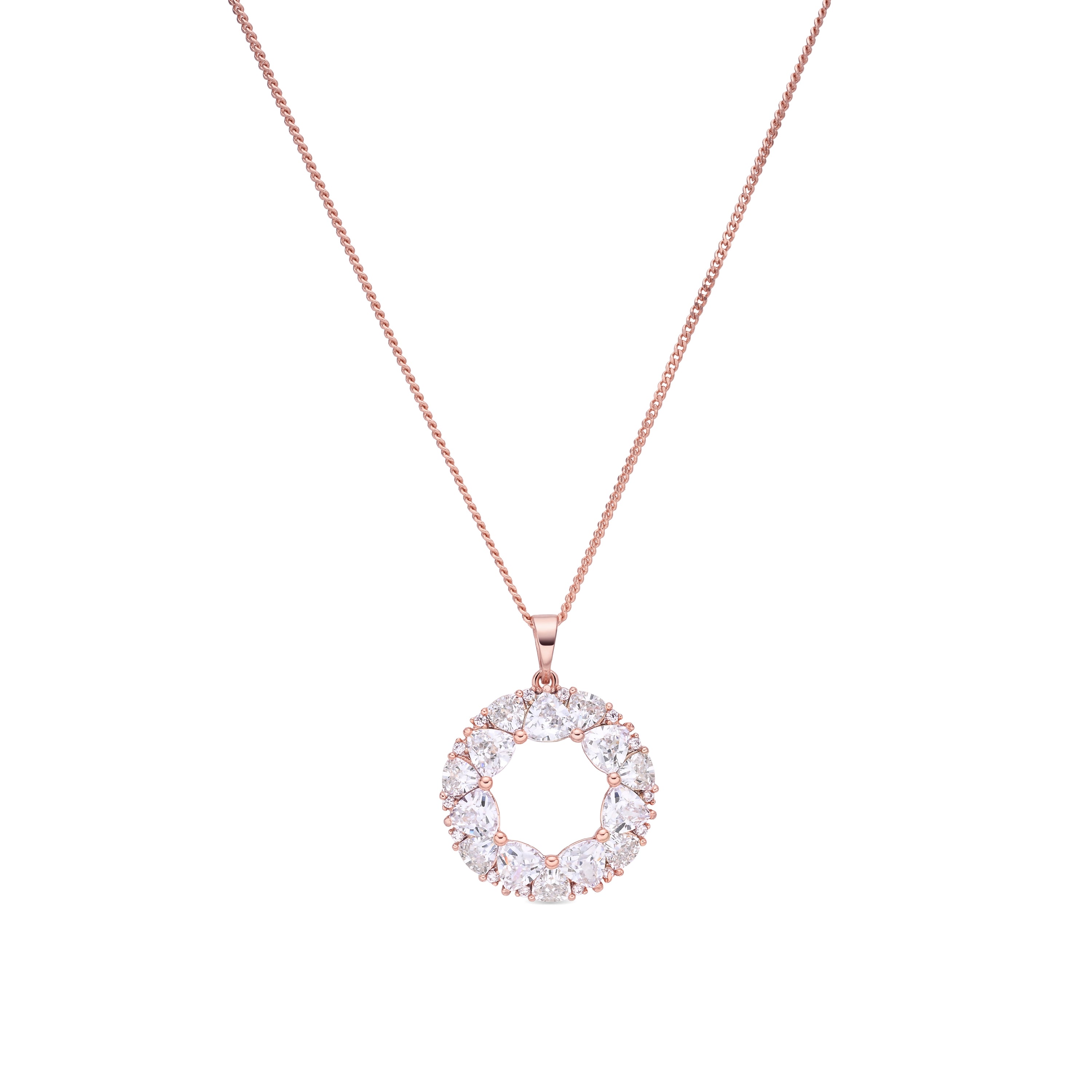 Bright Zircon Necklace with 18k Rose Gold Finish - Baenta
