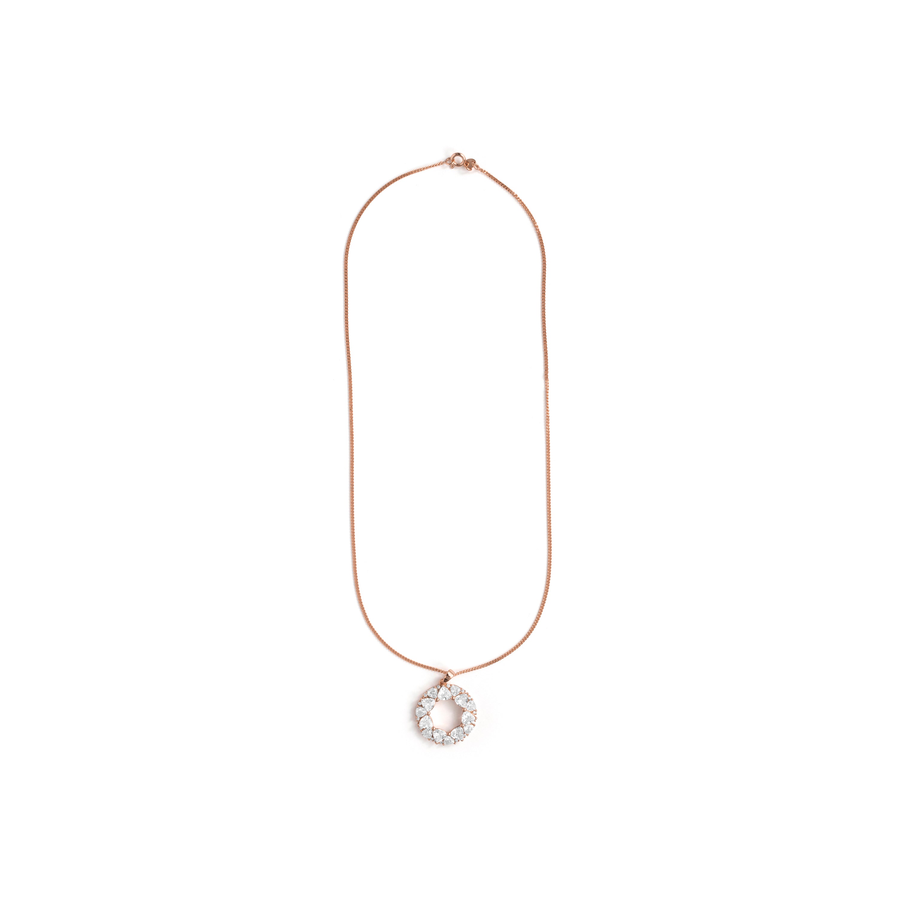 Bright Zircon Necklace with 18k Rose Gold Finish - Baenta